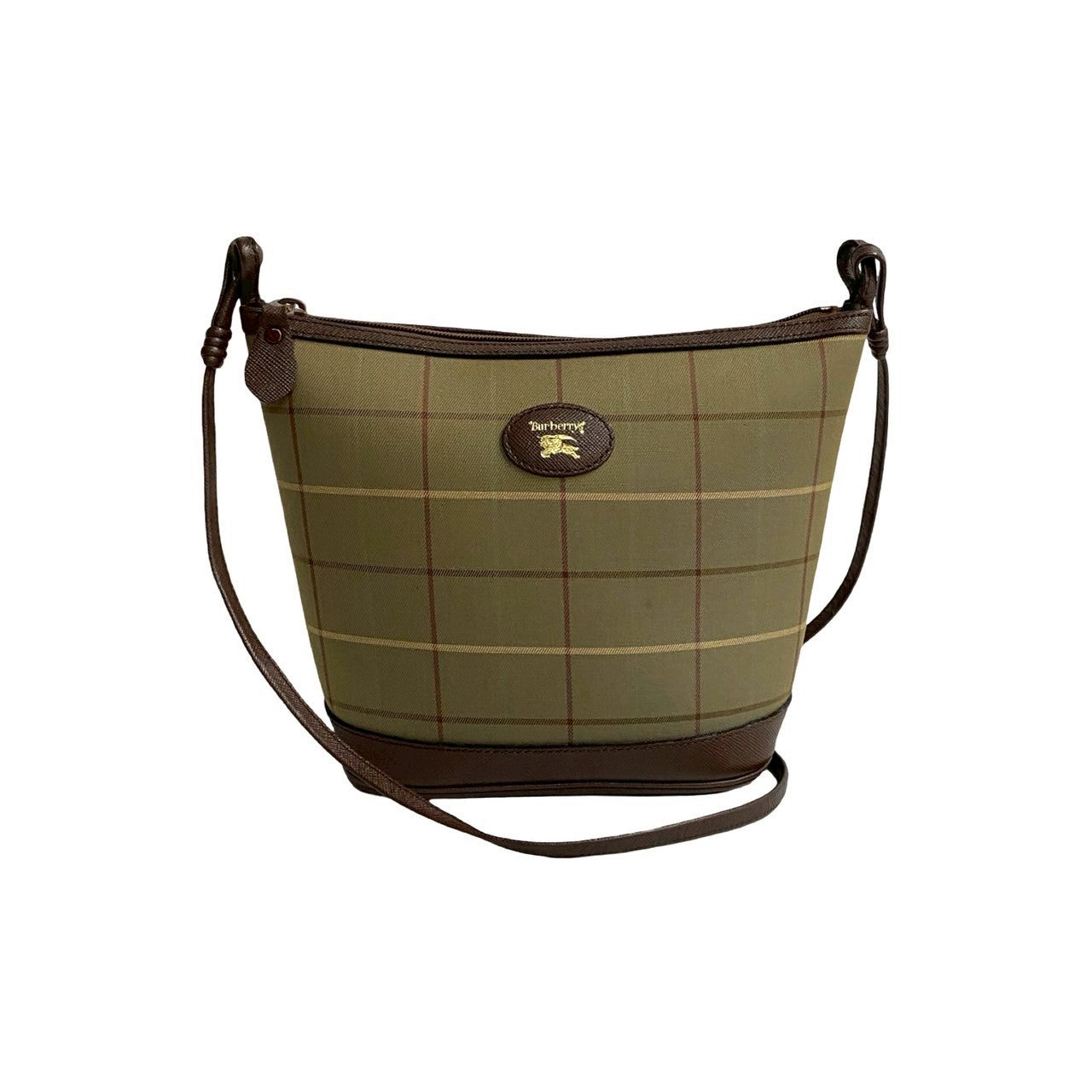 Burberry Leather Canvas Shadow Horse Logo Shoulder Bag