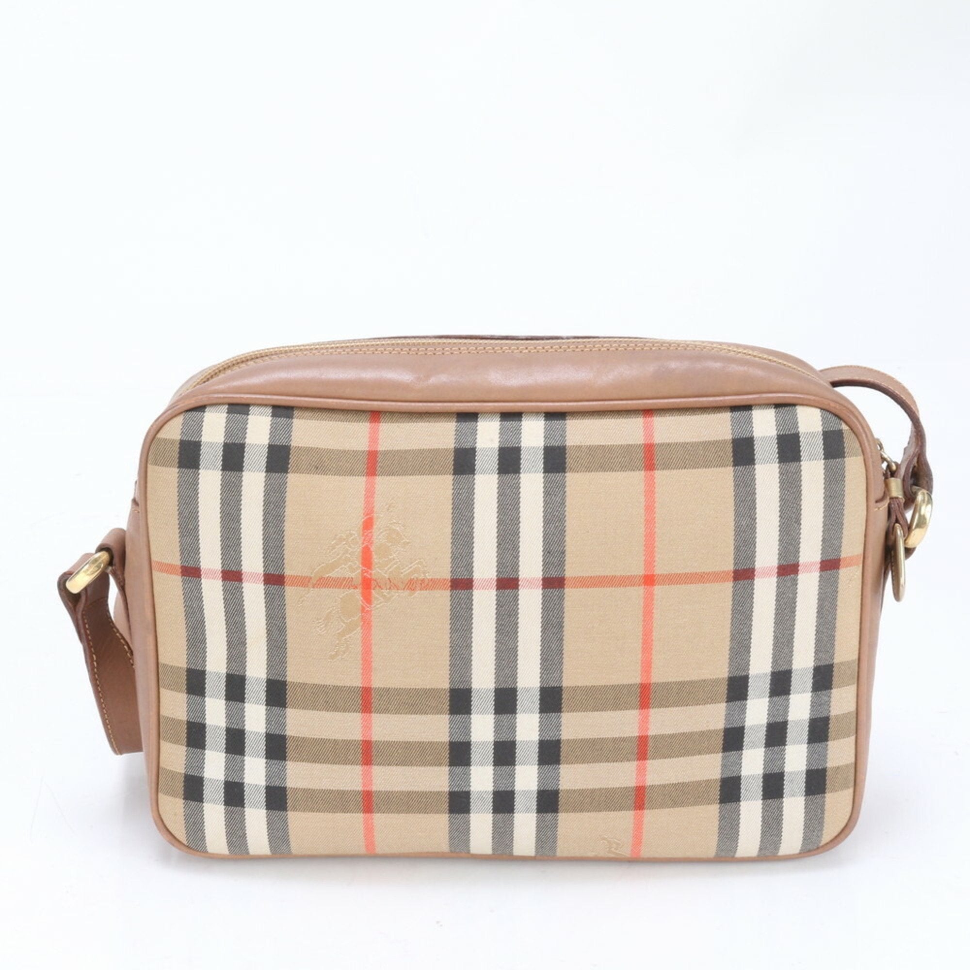 Burberry Leather Canvas Shoulder Bag (Pre-Owned)