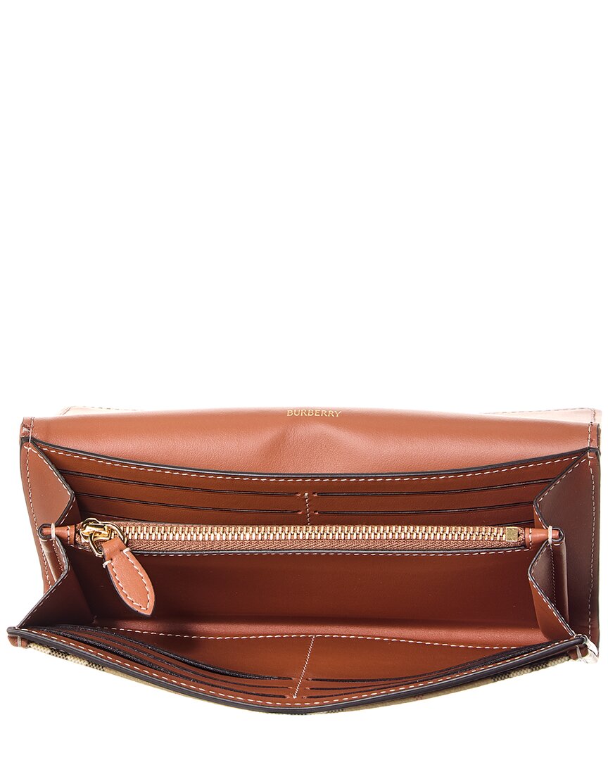 Burberry Check E-Canvas & Leather Wallet