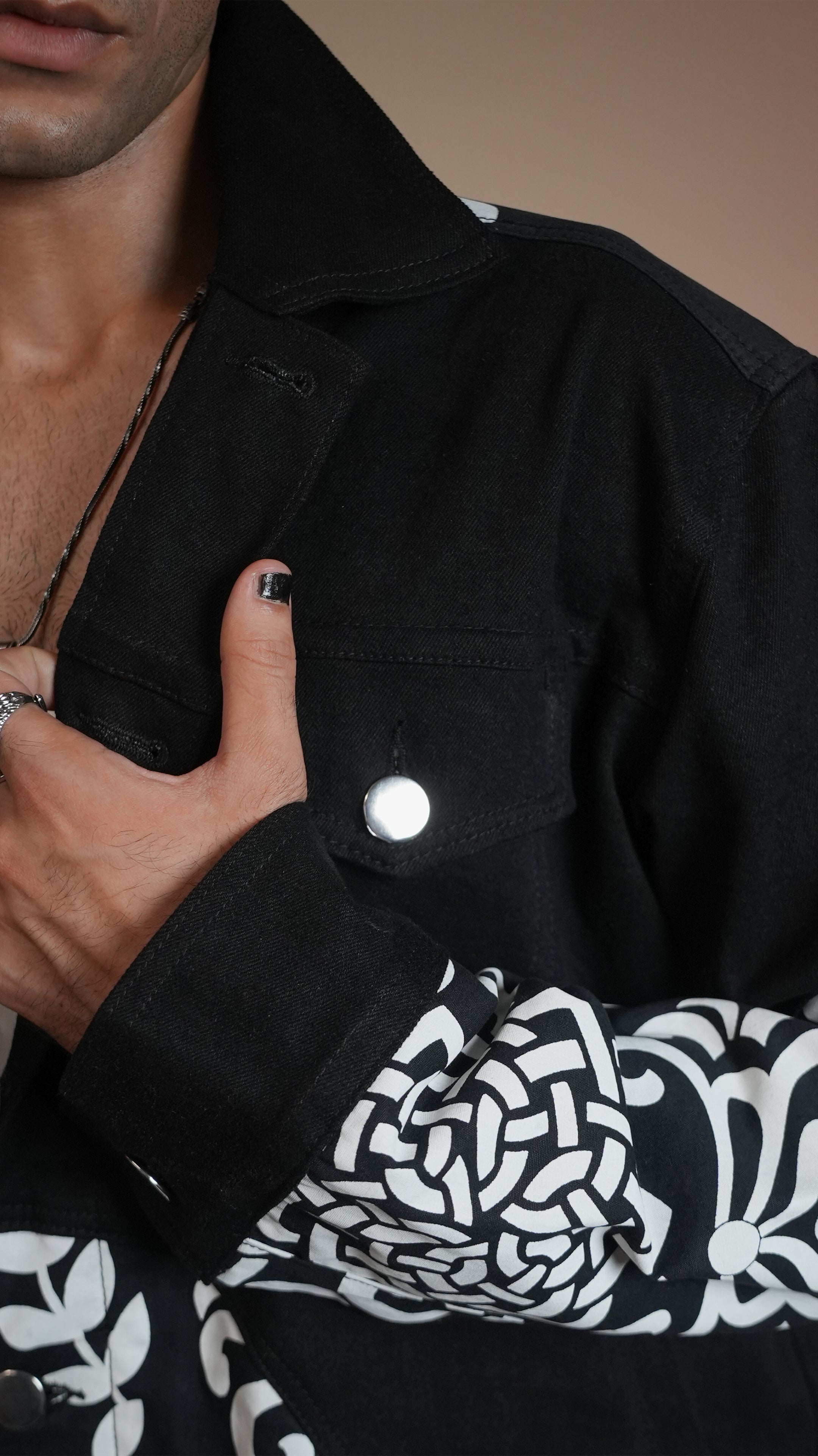 PATCHWORK DENIM BLACK MEN'S JACKET [50/50 LIMITED EDITION]