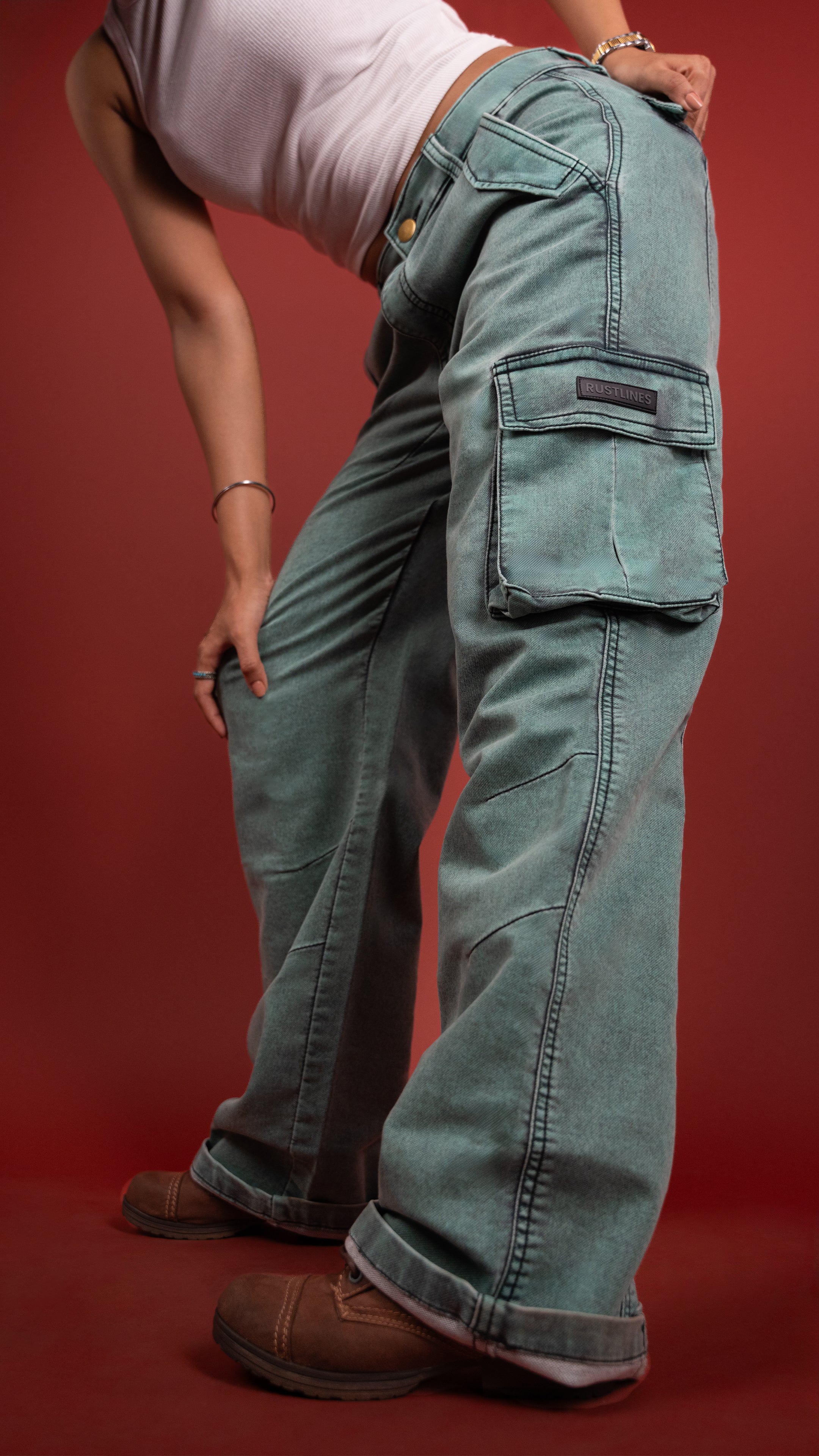GREEN DENIM WOMEN'S CARGO