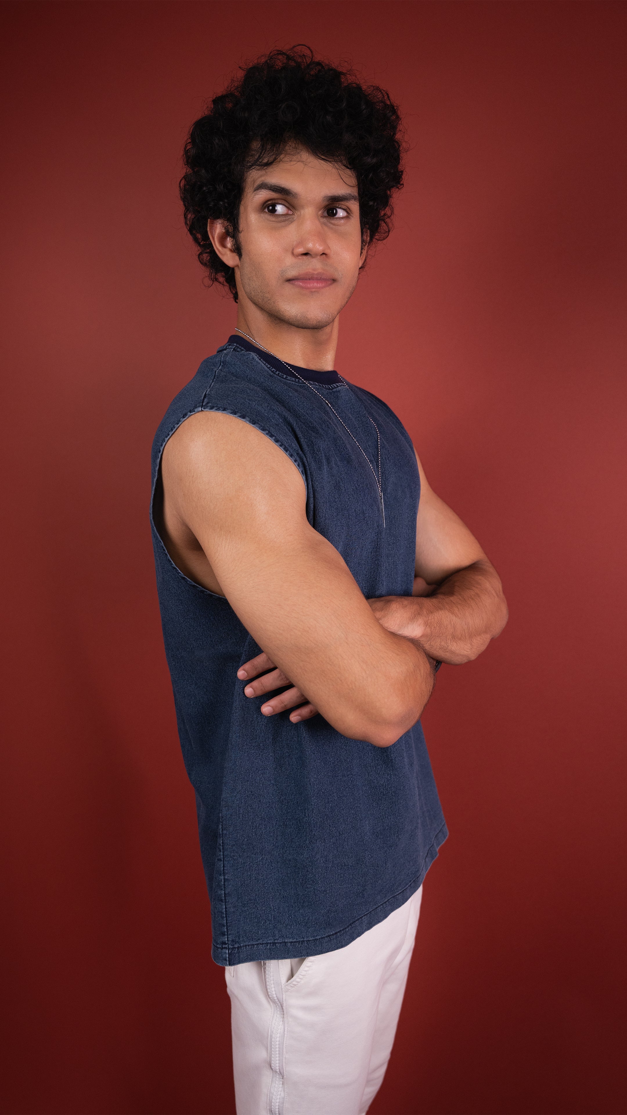 BLUE DENIM MEN'S TANK TOP