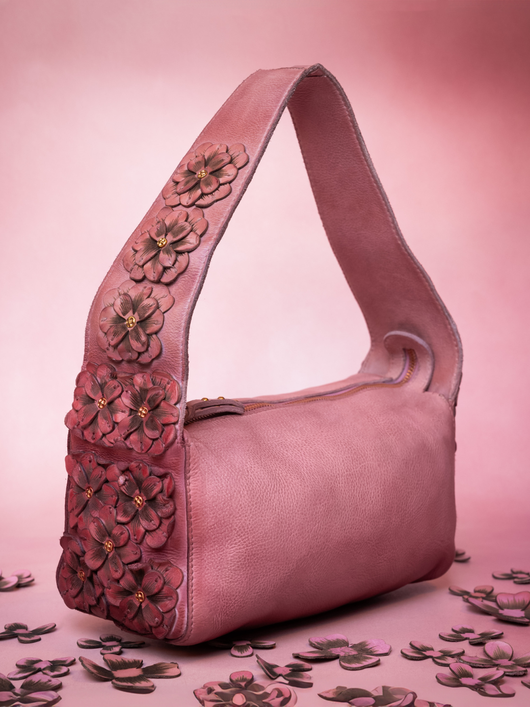 Azure Aster Charm: Elevate Your Look with Our Leather hand Bag