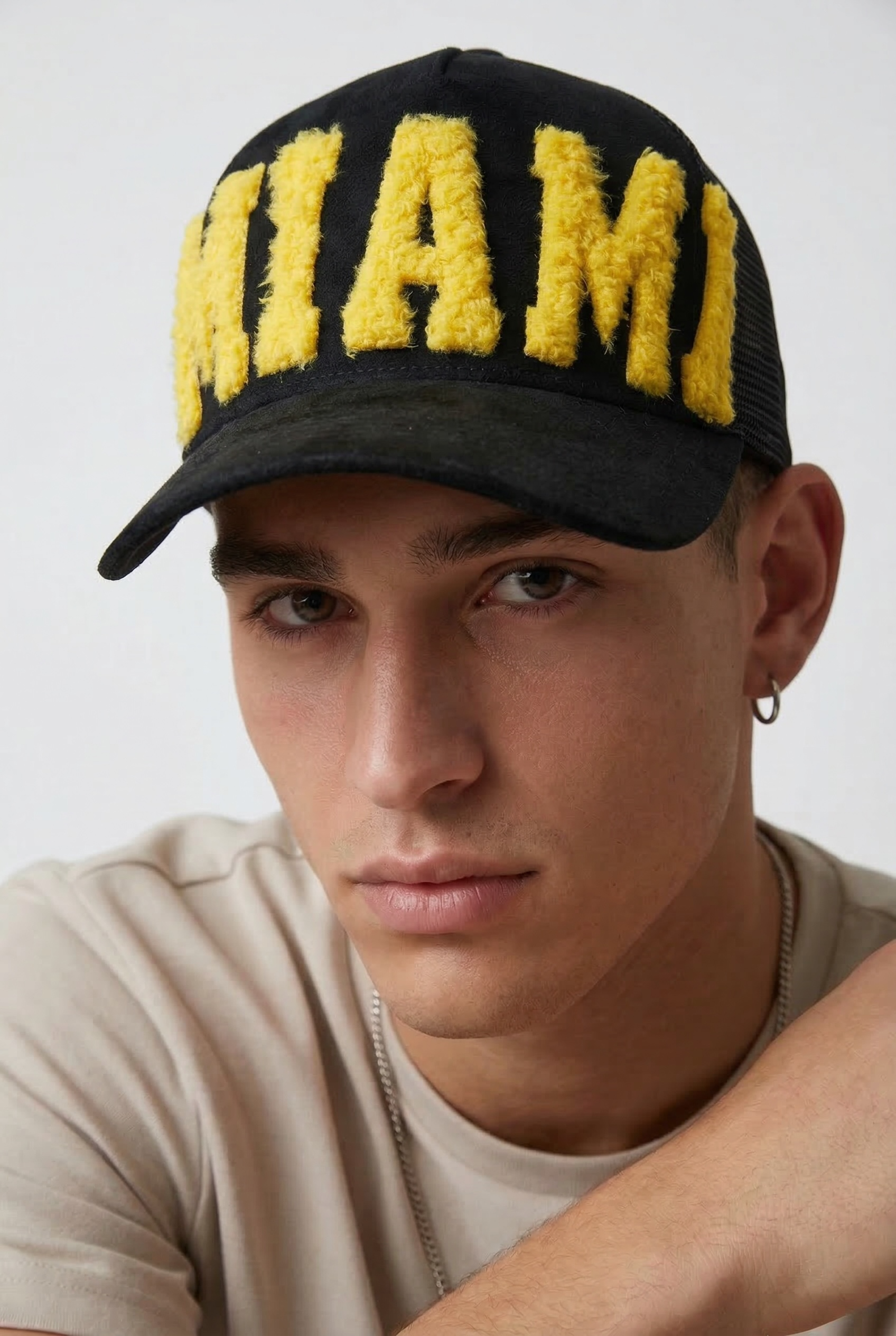 MIAMI - Black Suade Trucker Cap