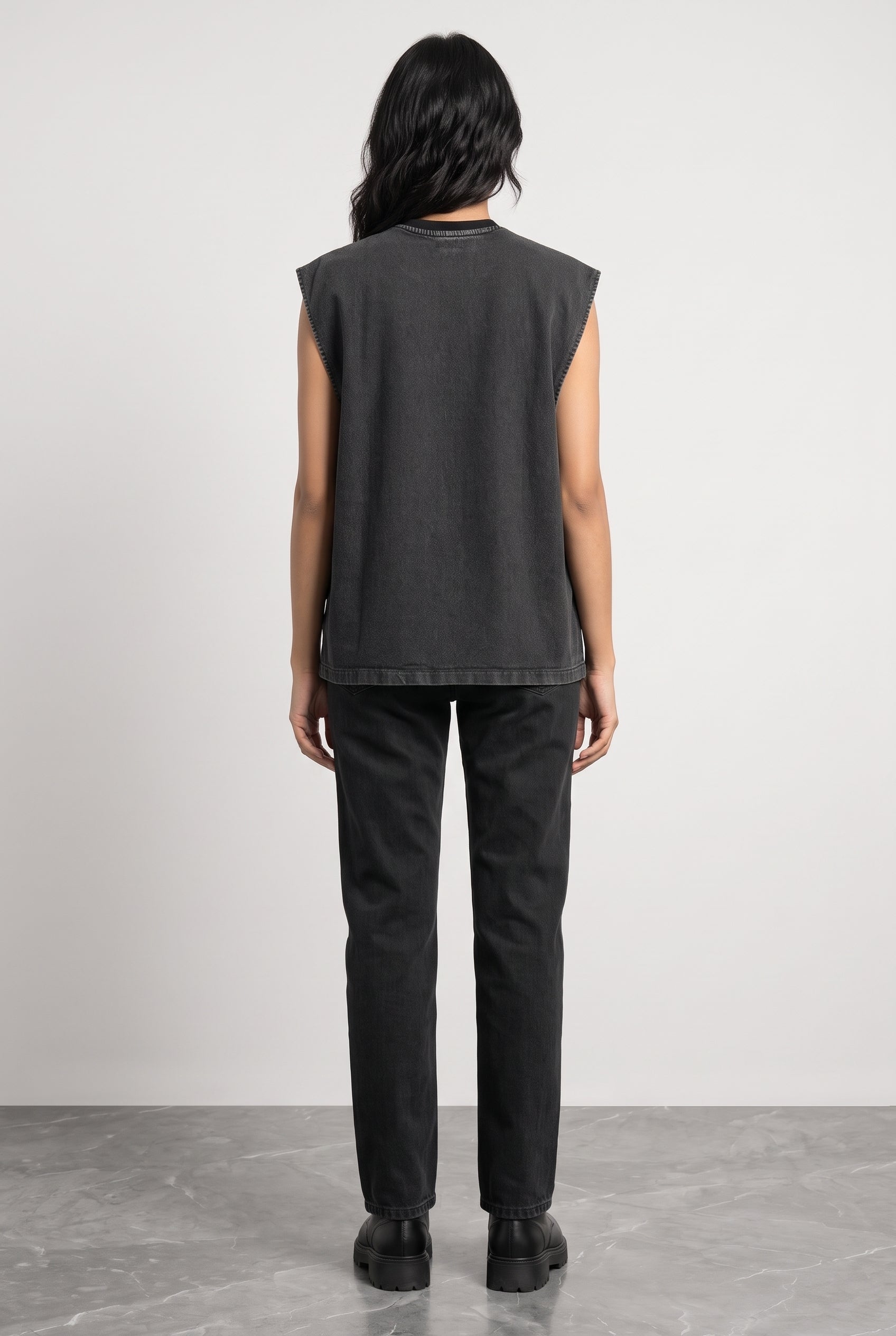 BLACK DENIM WOMEN'S TANK TOP