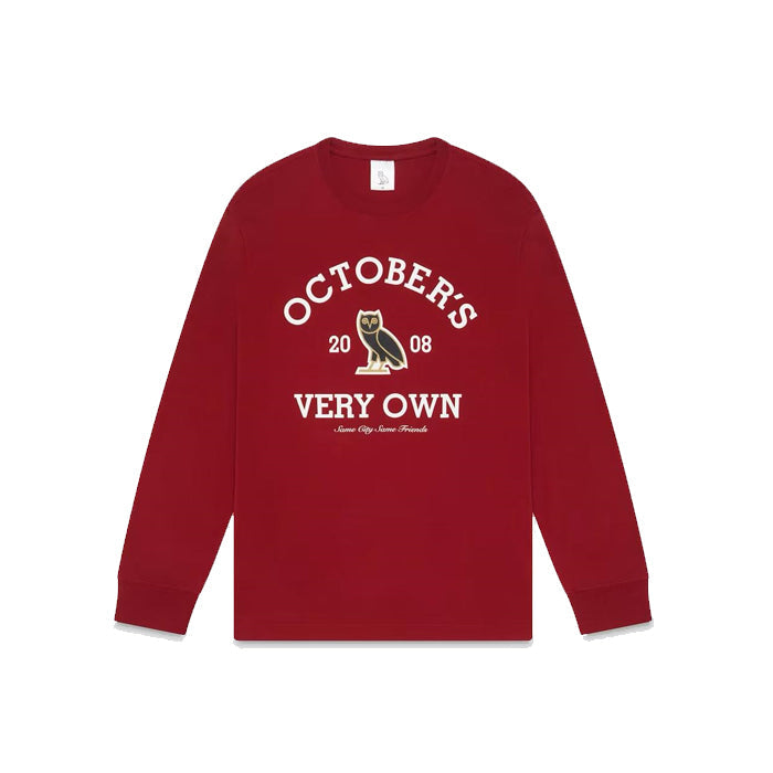 OVO Collegiate Long sleeve T-Shirt Scarlet Available at Pick your kiicks.