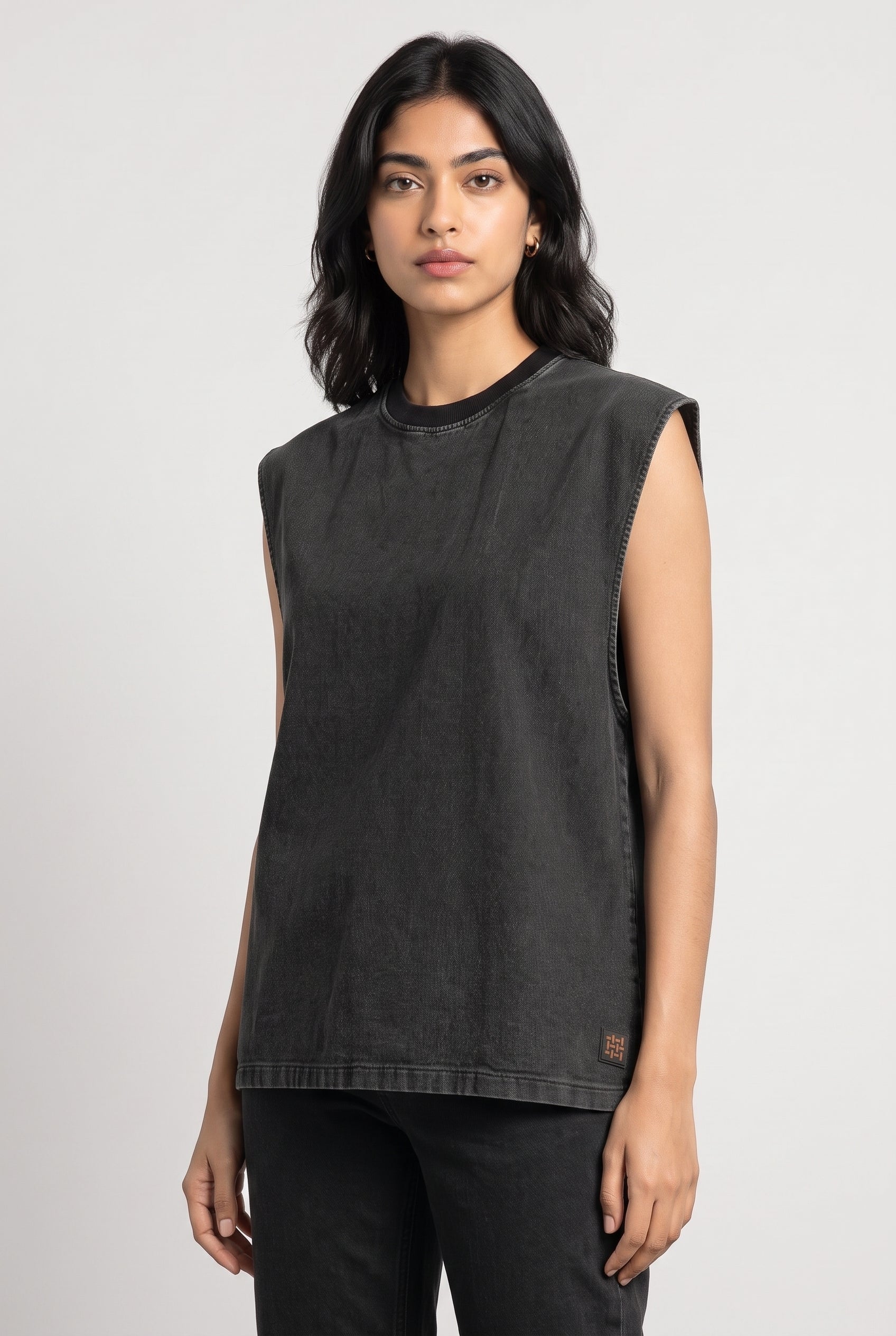 BLACK DENIM WOMEN'S TANK TOP