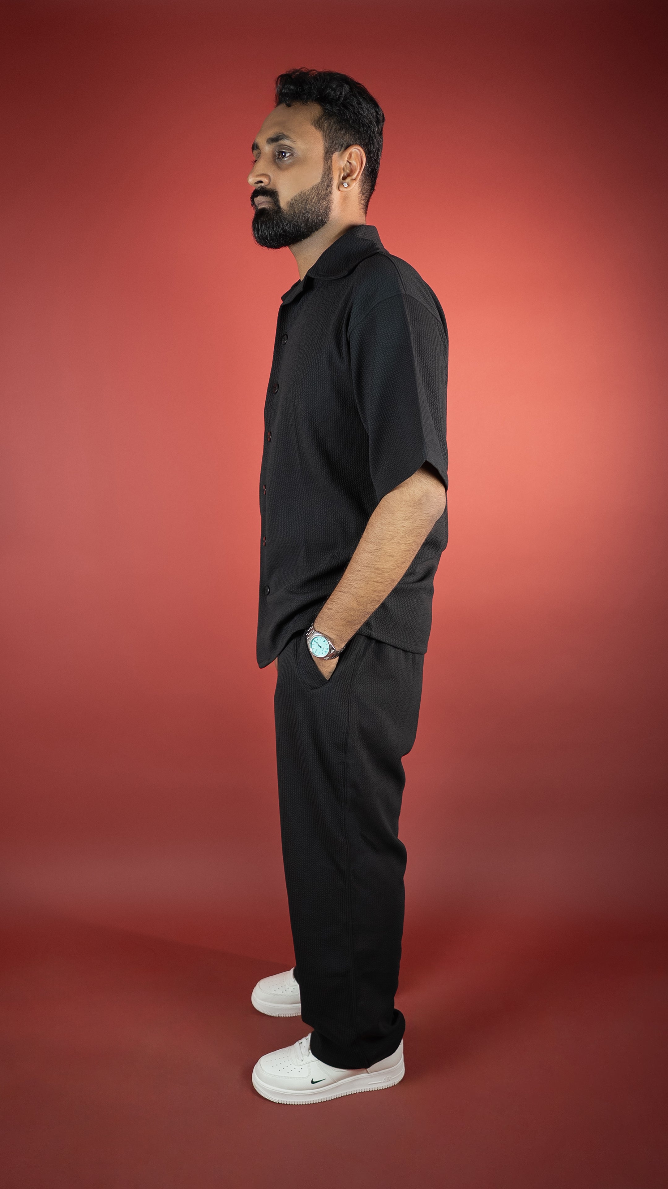 BLACK CO-ORD SET MEN'S SHIRT