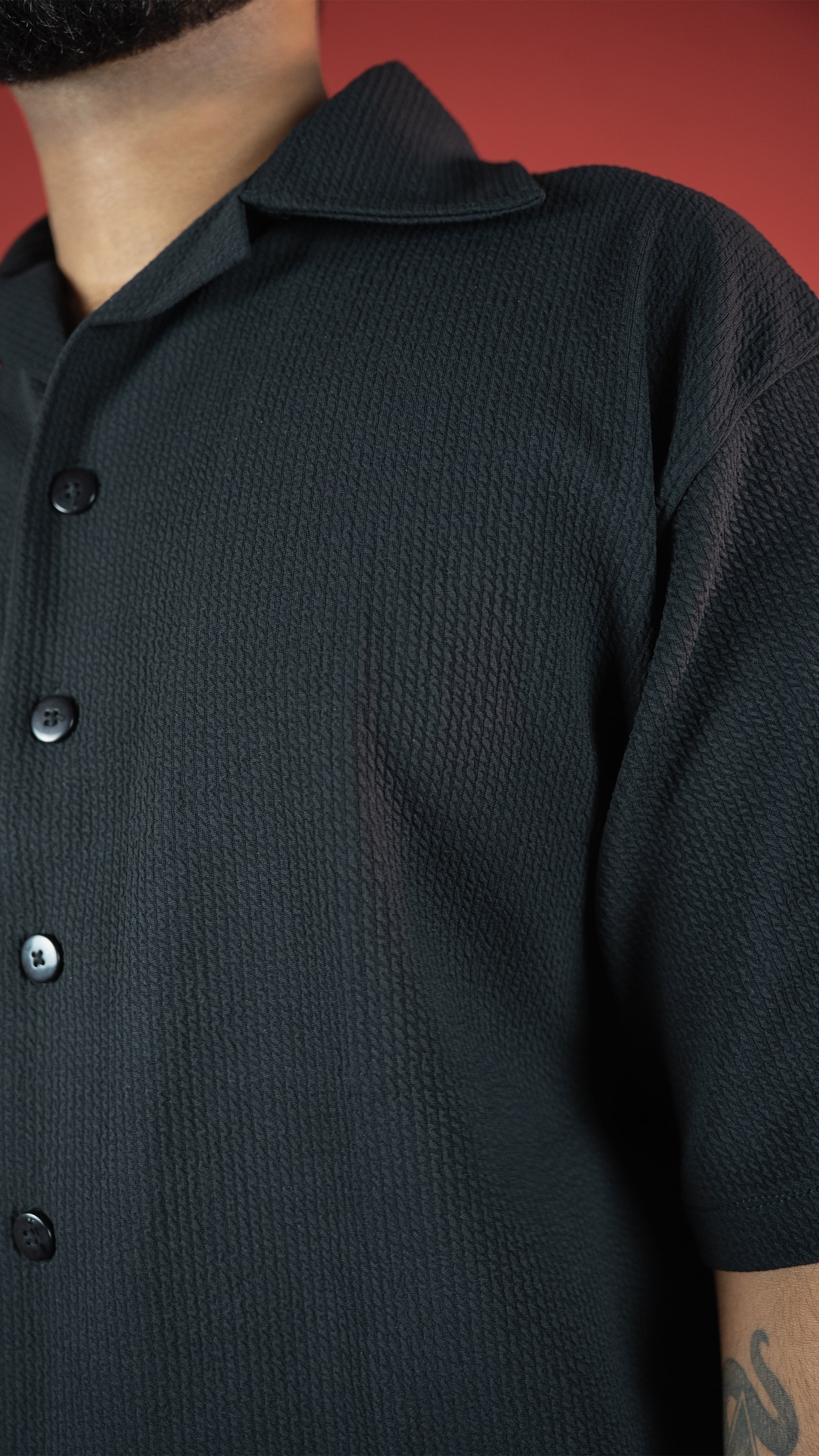 BLACK CO-ORD SET MEN'S SHIRT