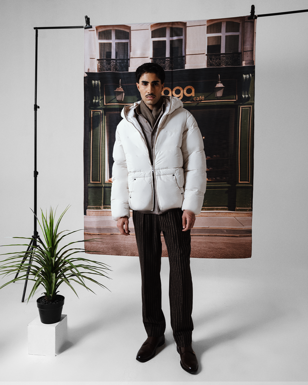 Puffer Jacket full sleeves in cream