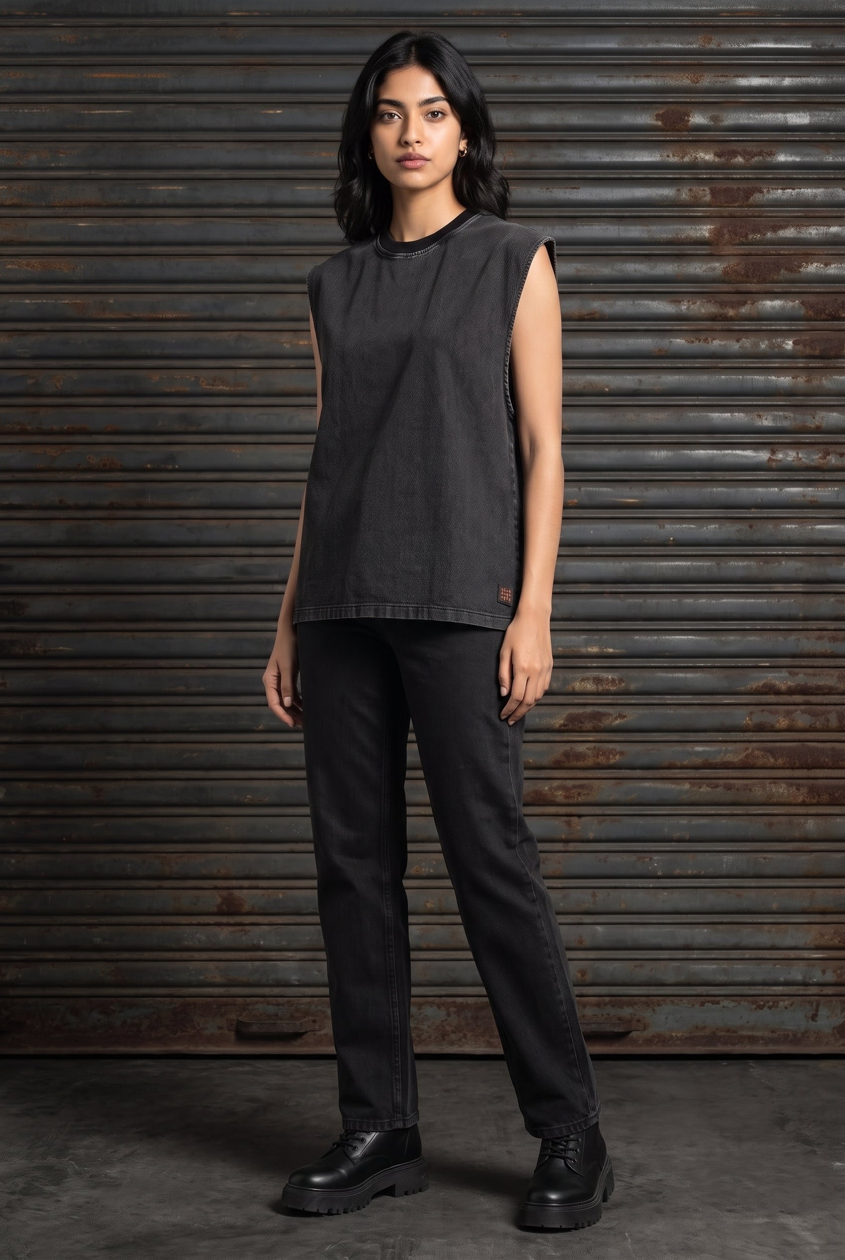 BLACK DENIM WOMEN'S TANK TOP