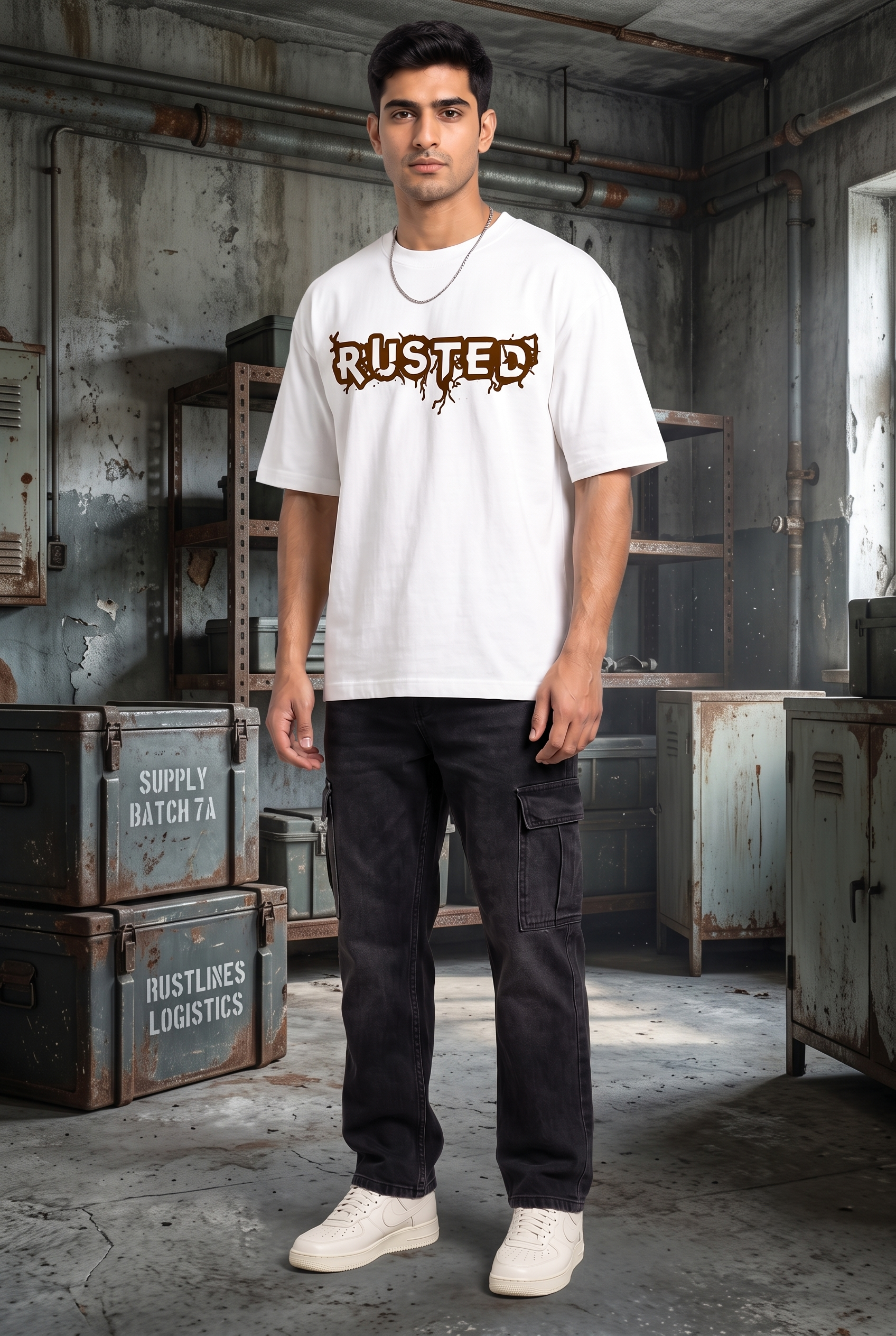 GRENADE WHITE MEN’S OVERSIZED T-SHIRT