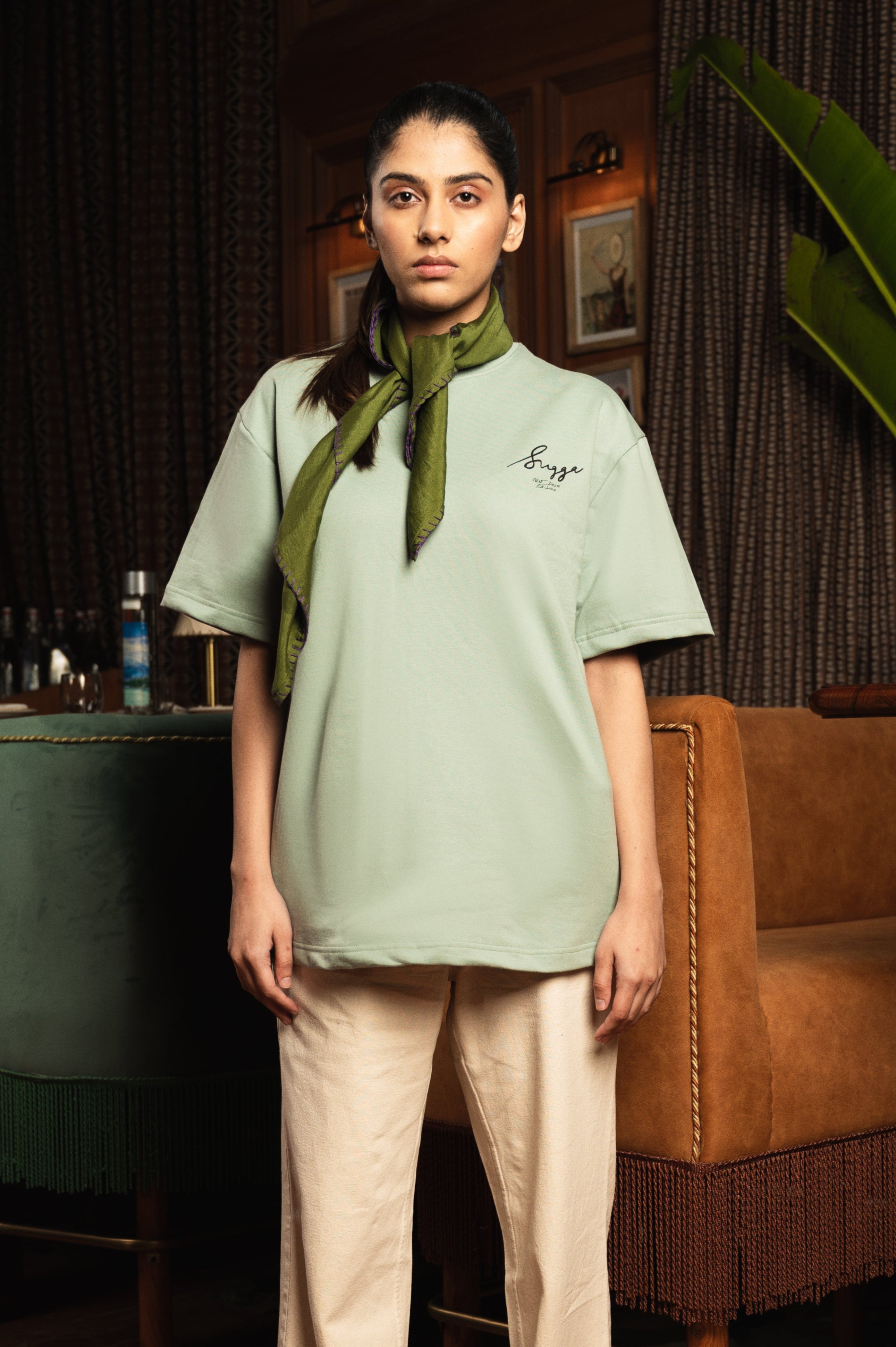 Sugga Handwritten Tshirt In Matcha Green Regular Fit