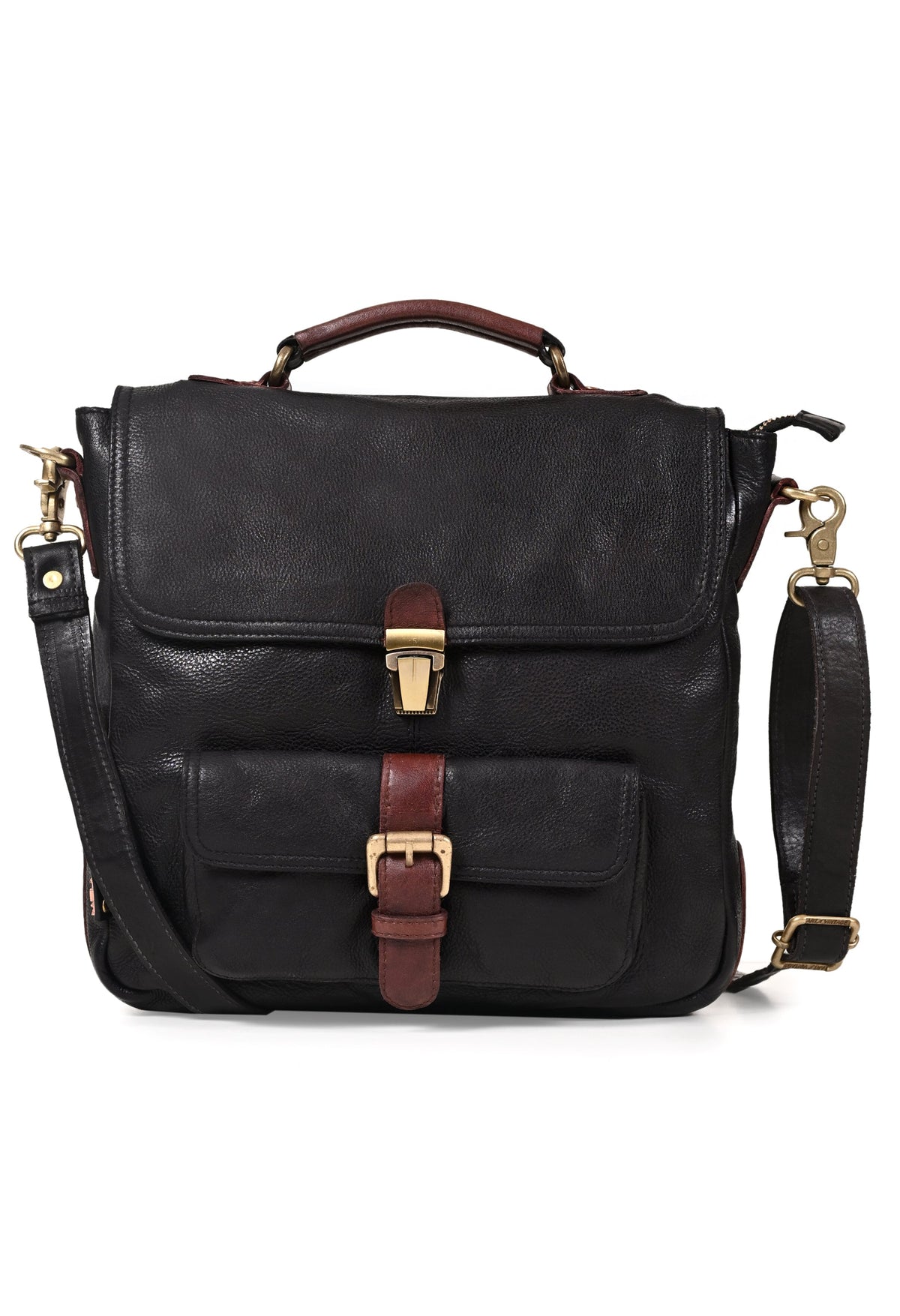 Nathan: Real Leather Black Crossbody Bag by Art N Vintage