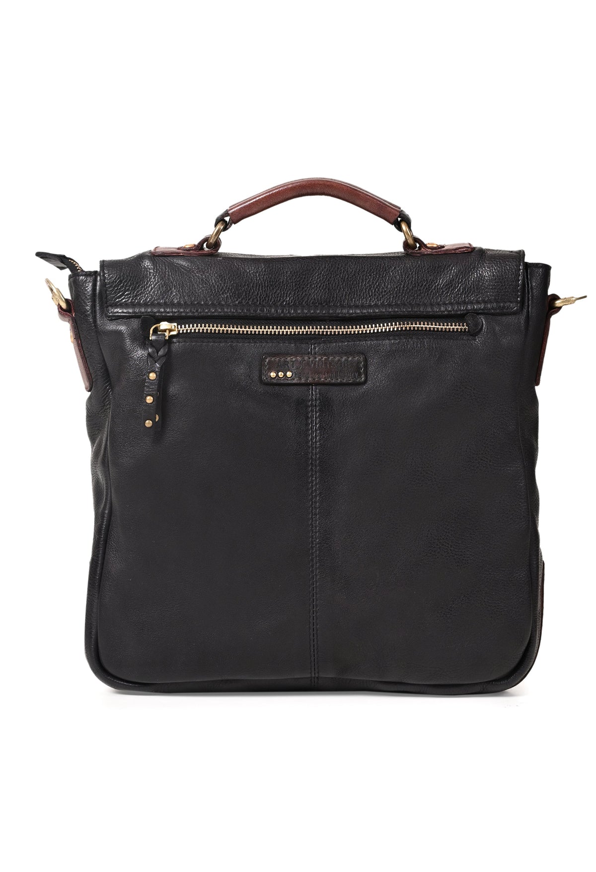 Nathan: Real Leather Black Crossbody Bag by Art N Vintage