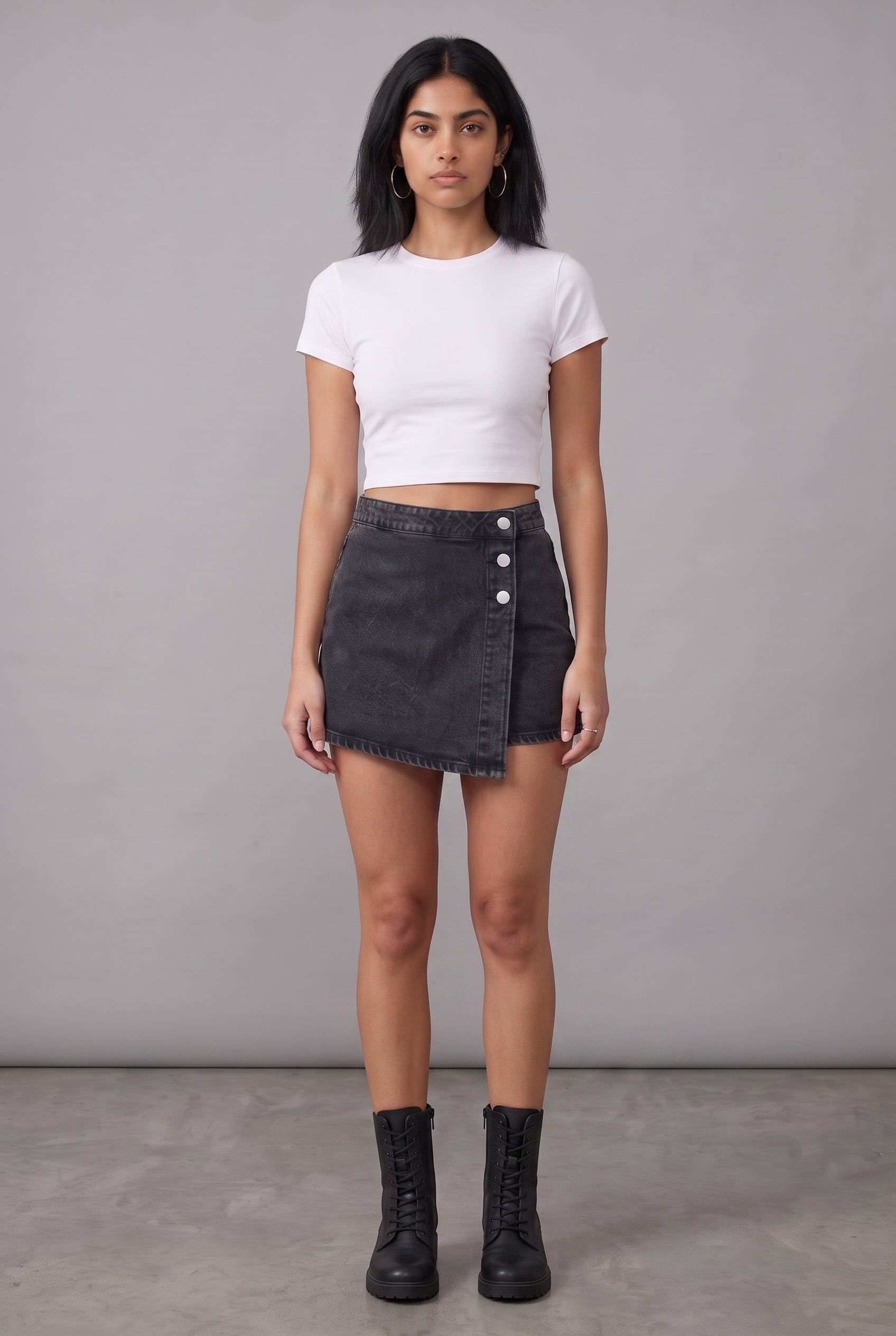 BLACK DENIM WOMEN'S SKORT