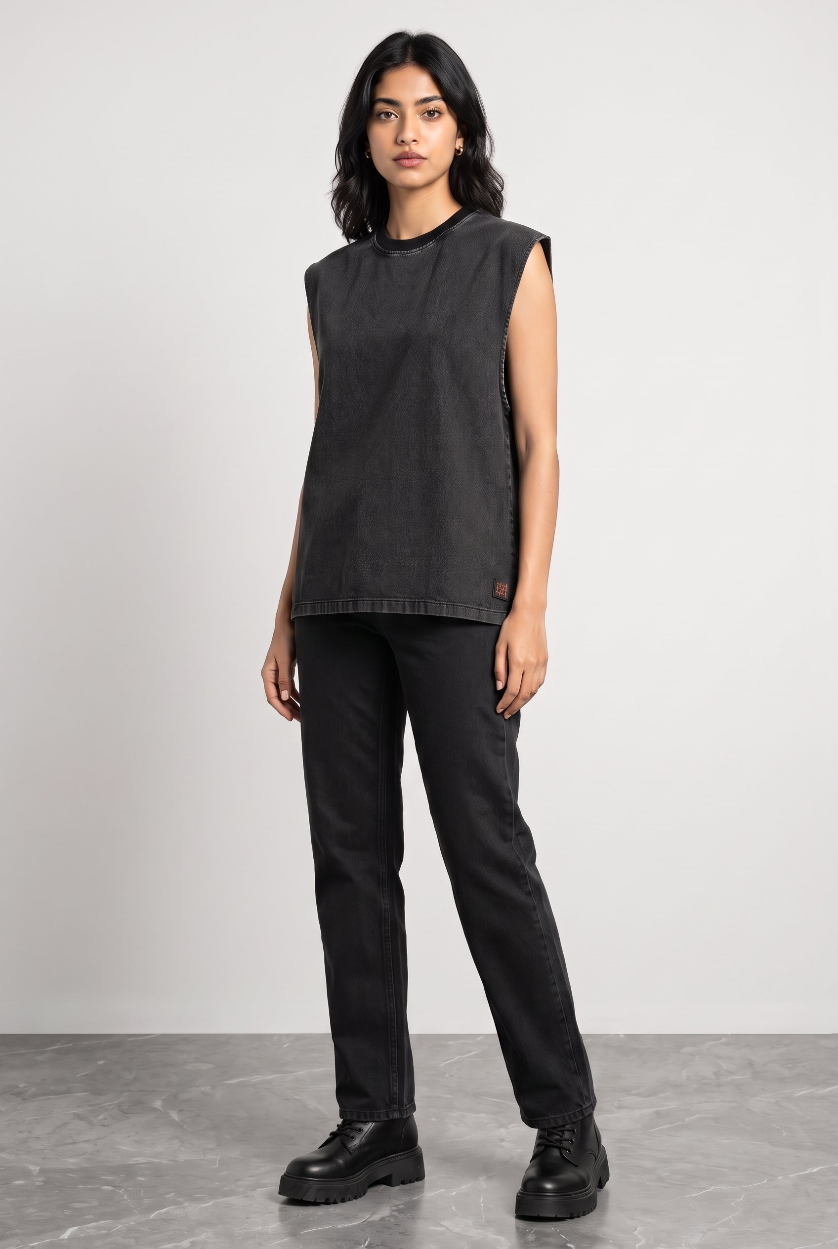 BLACK DENIM WOMEN'S TANK TOP