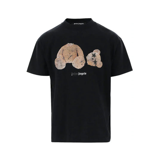 Palm Angels Bear Print Sprayed Logo T-Shirt Black/Brown