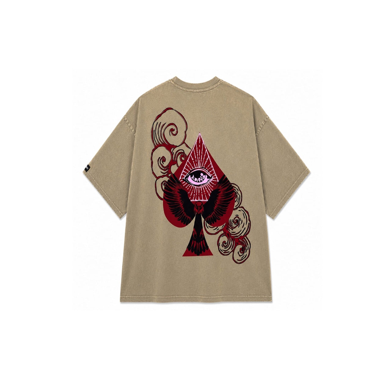 SPADE OF SECRETS BEIGE ACIDWASH WOMEN’S OVERSIZED T-SHIRT