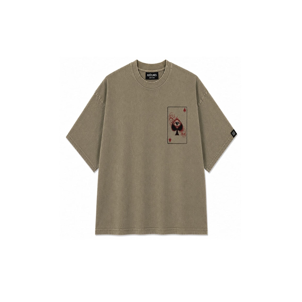SPADE OF SECRETS BEIGE ACIDWASH WOMEN’S OVERSIZED T-SHIRT