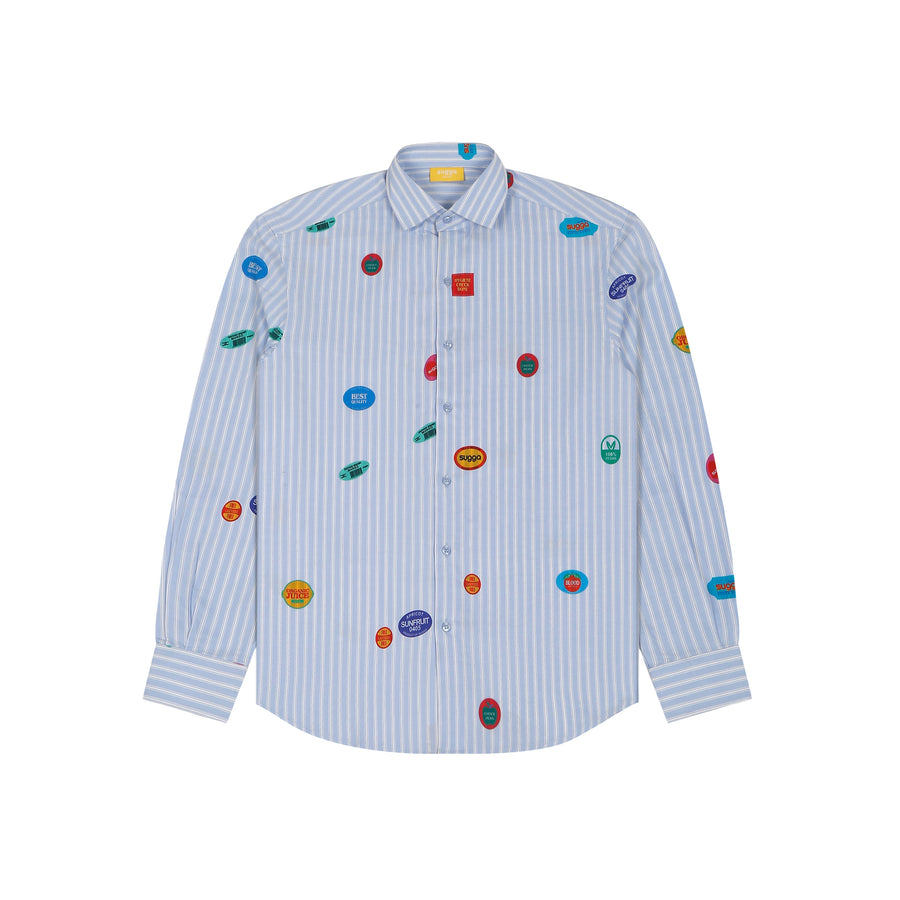 Fruit Sticker Shirt in Blue