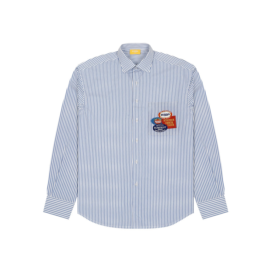 Sticker Patch Shirt In White Blue