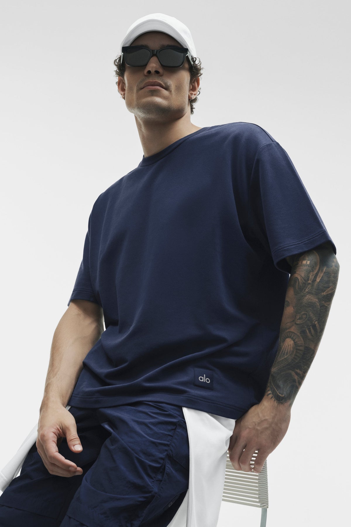 Alo Yoga Double Take Short Sleeve - Navy