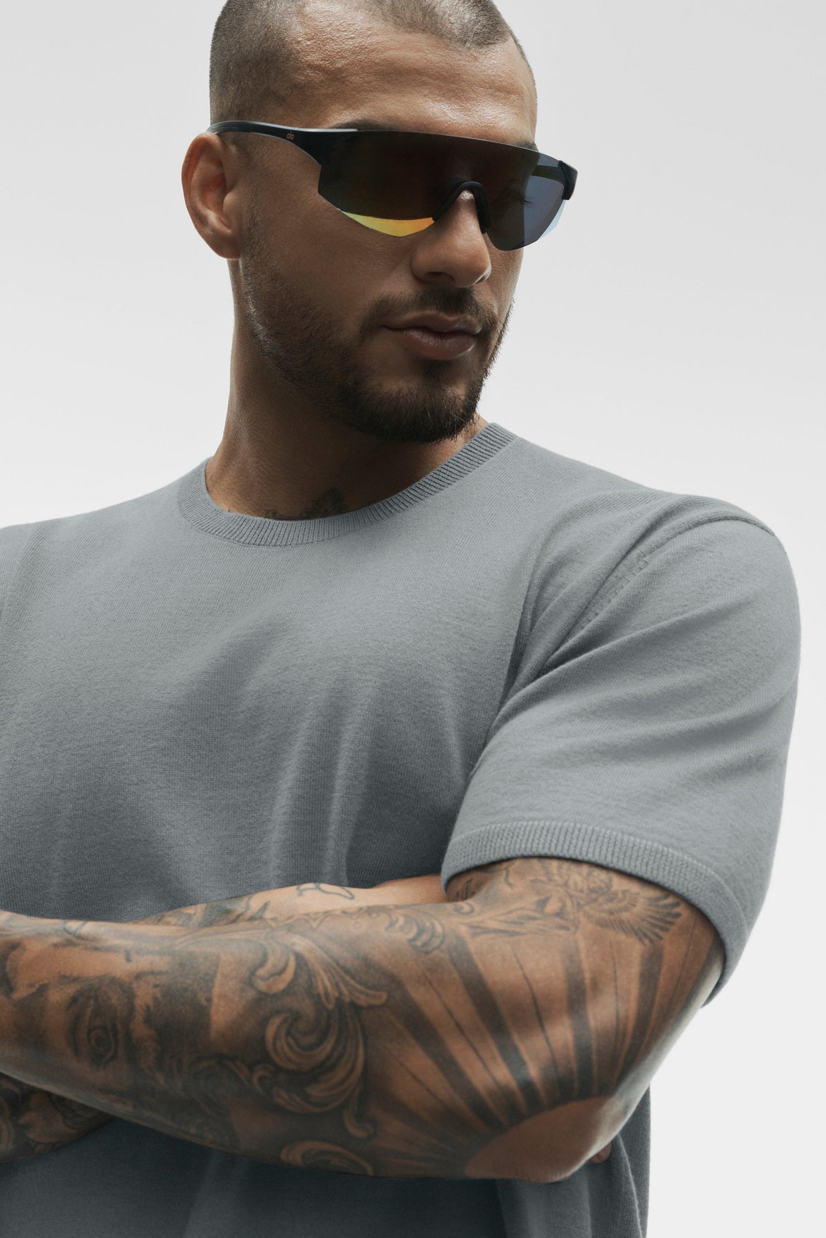 Alo Yoga Cashmere Blend Ever Soft Short Sleeve Crew - Monument