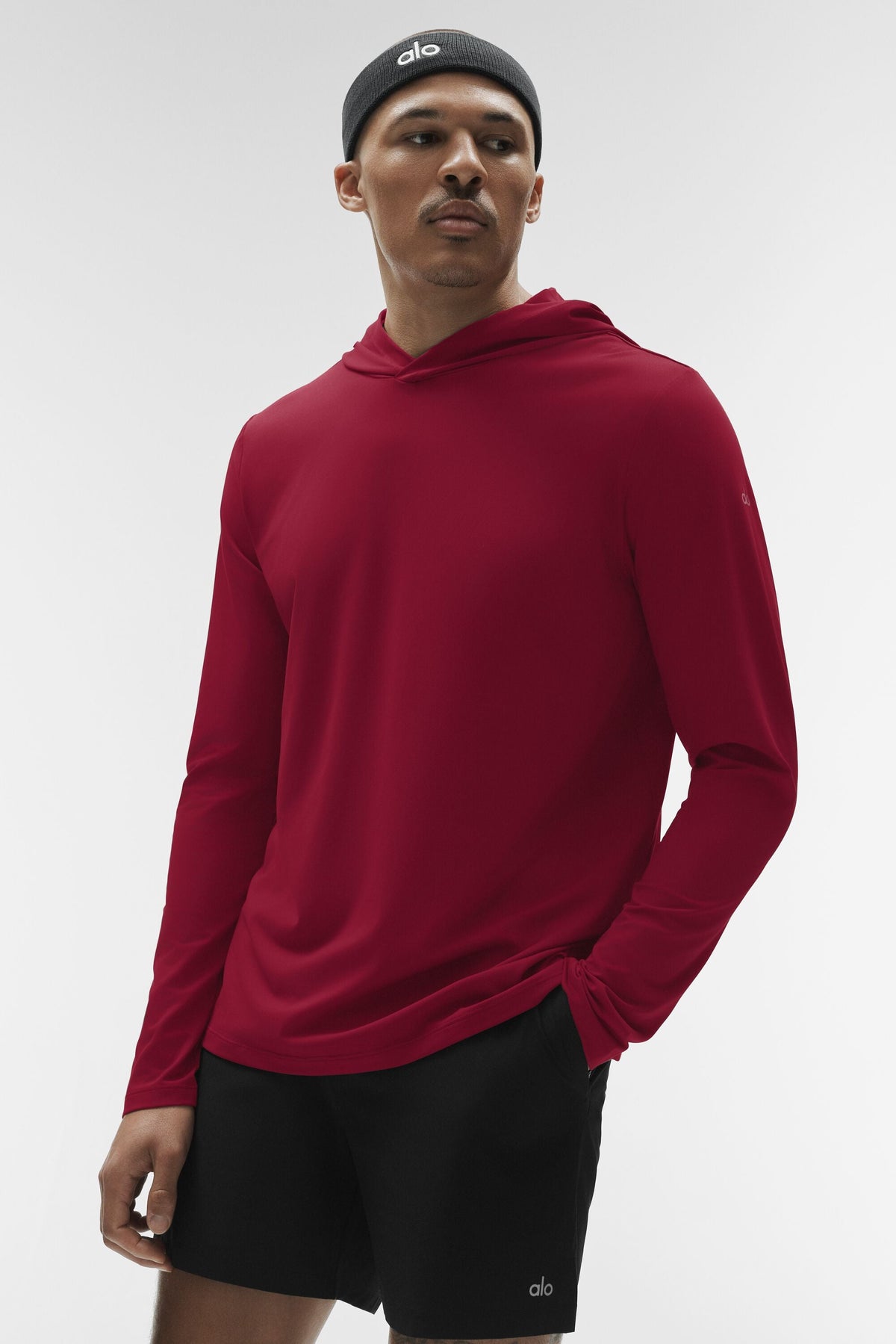 Alo Yoga Conquer Reform Long Sleeve With Hood - Garnet