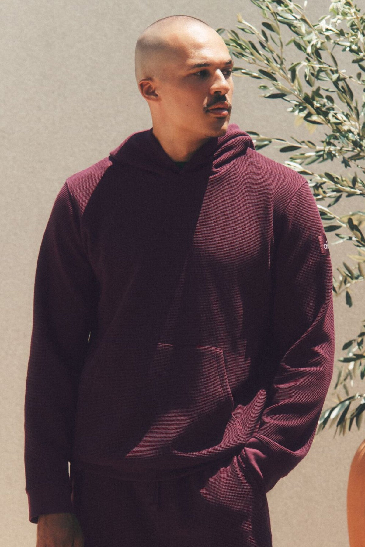 Alo Yoga Waffle Lounge Hoodie - Rich Bordeaux