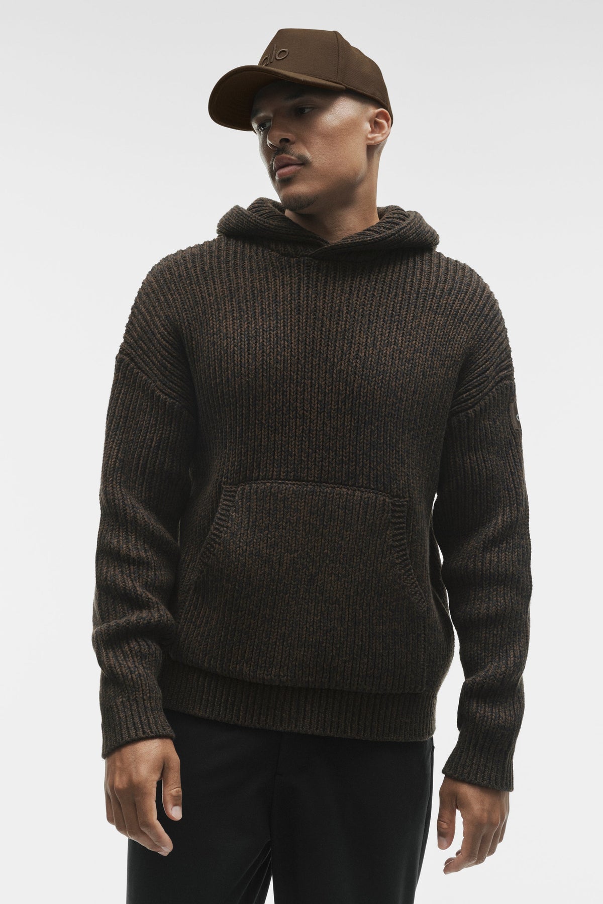 Alo Yoga Chunky Knit Rewind Hoodie - Espresso Multi