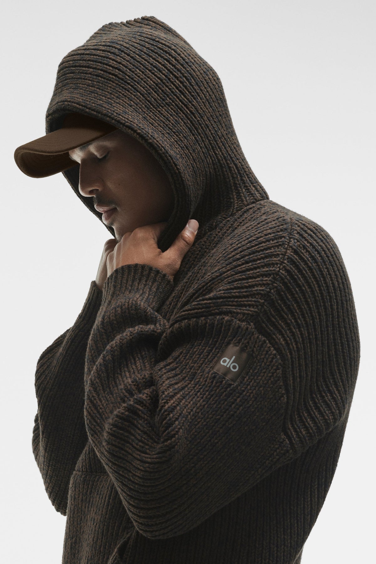 Alo Yoga Chunky Knit Rewind Hoodie - Espresso Multi
