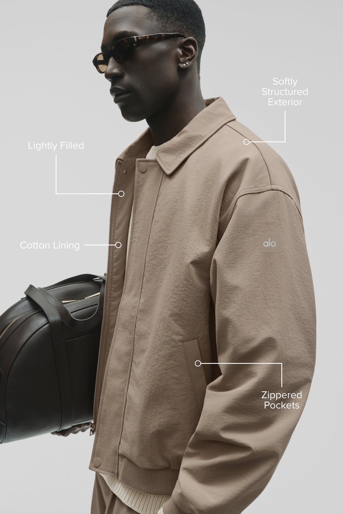 Alo Yoga Duality Bomber Jacket - Gravel