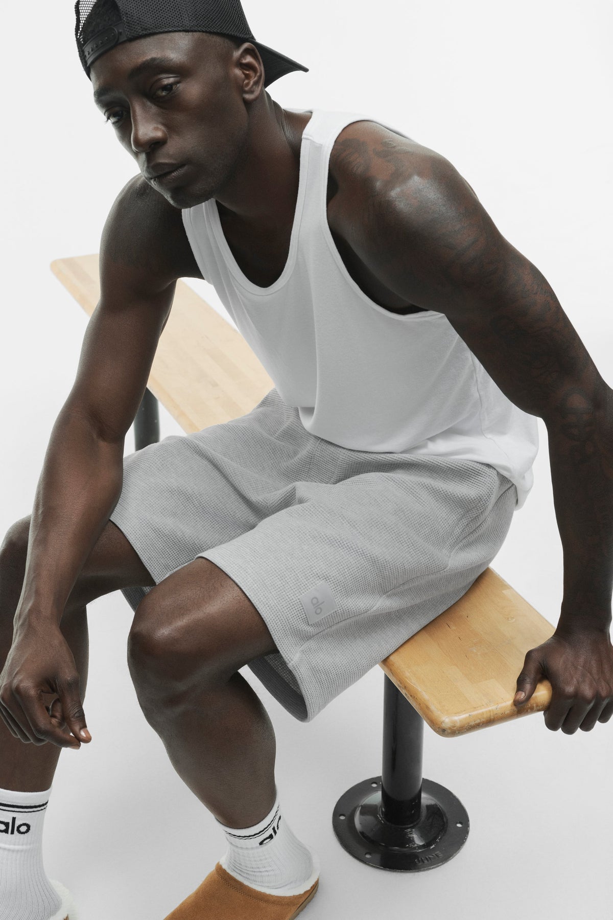 Alo Yoga 7" Waffle Lounge Short - Athletic Heather Grey