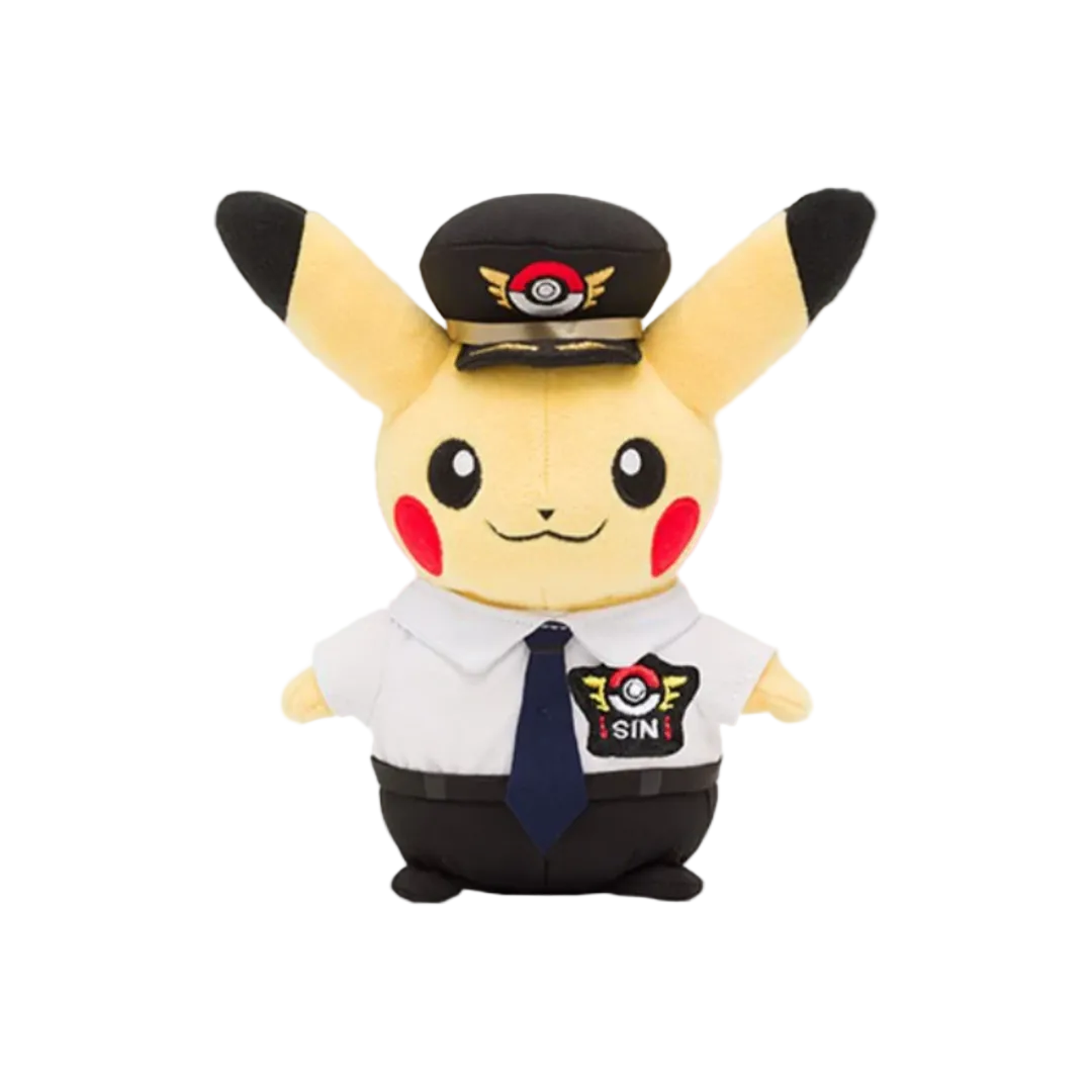 POKEMON PIKACHU PLUSH NARITA AIRPORT CAPTAIN TOY NEW TOKYO SINGAPORE PILOT