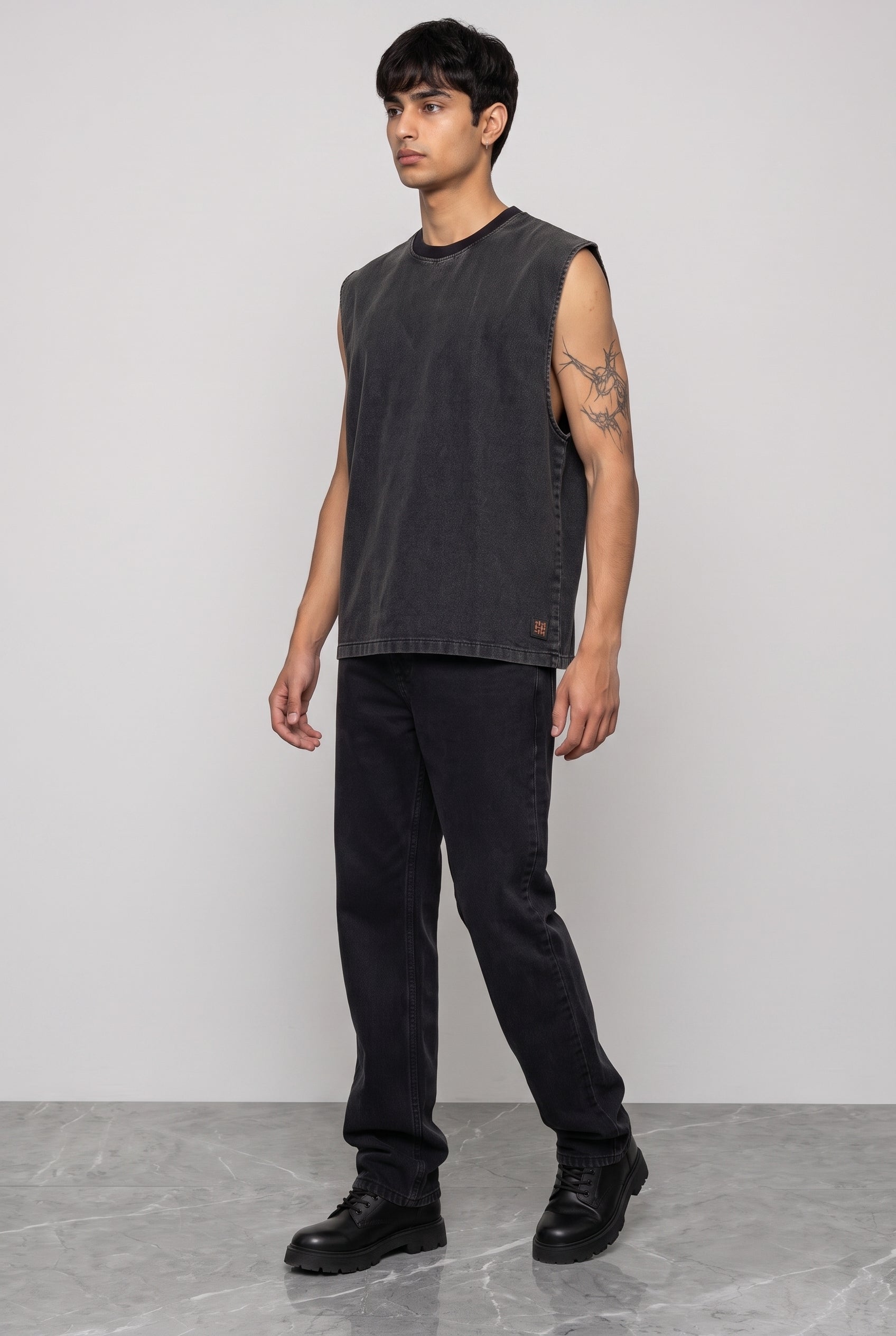BLACK DENIM MEN'S TANK TOP