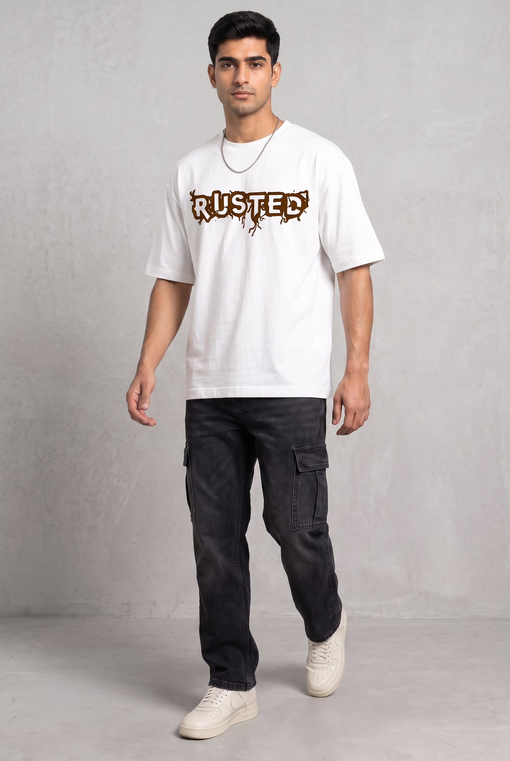 GRENADE WHITE MEN’S OVERSIZED T-SHIRT