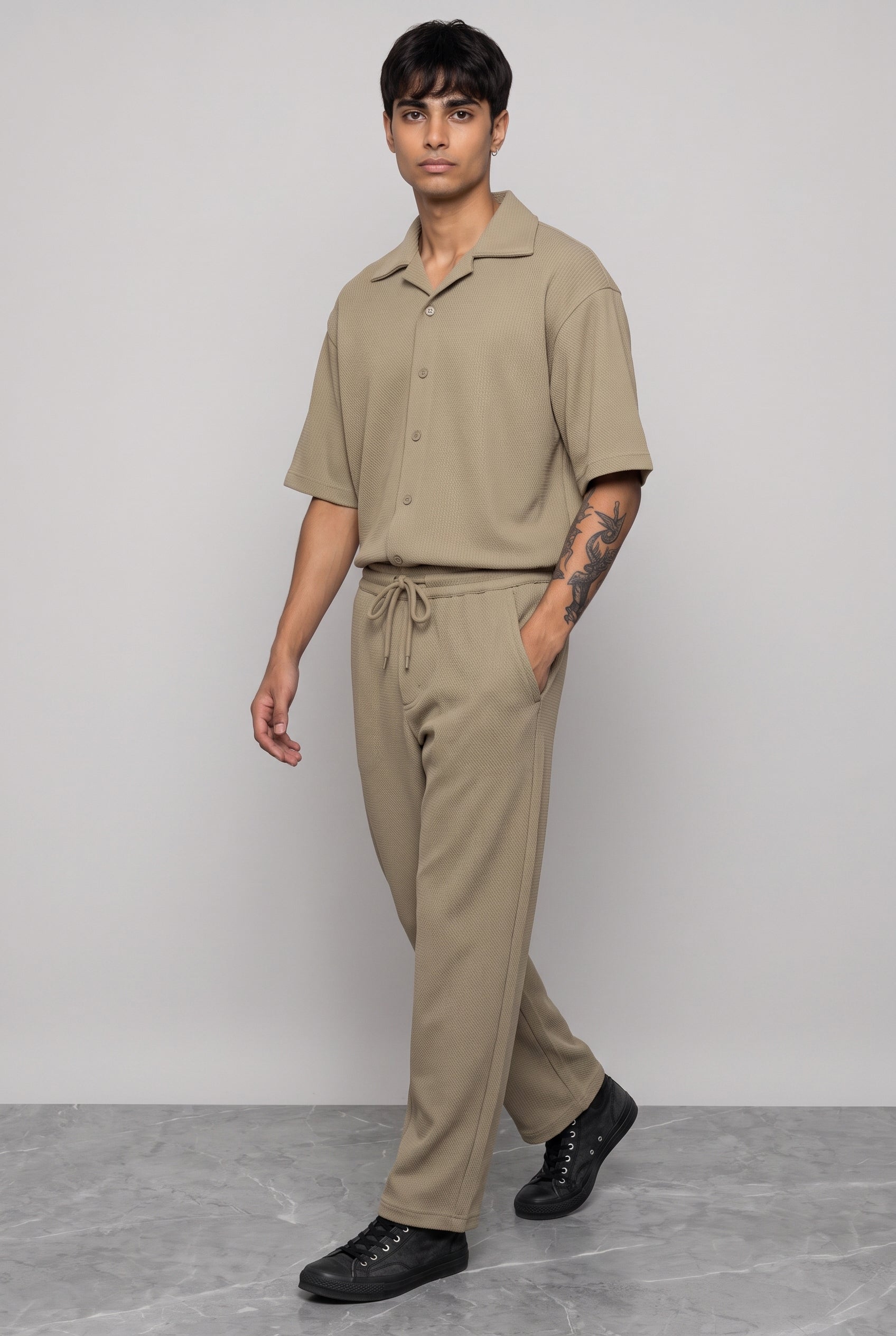 BEIGE CO-ORD SET MEN'S SHIRT