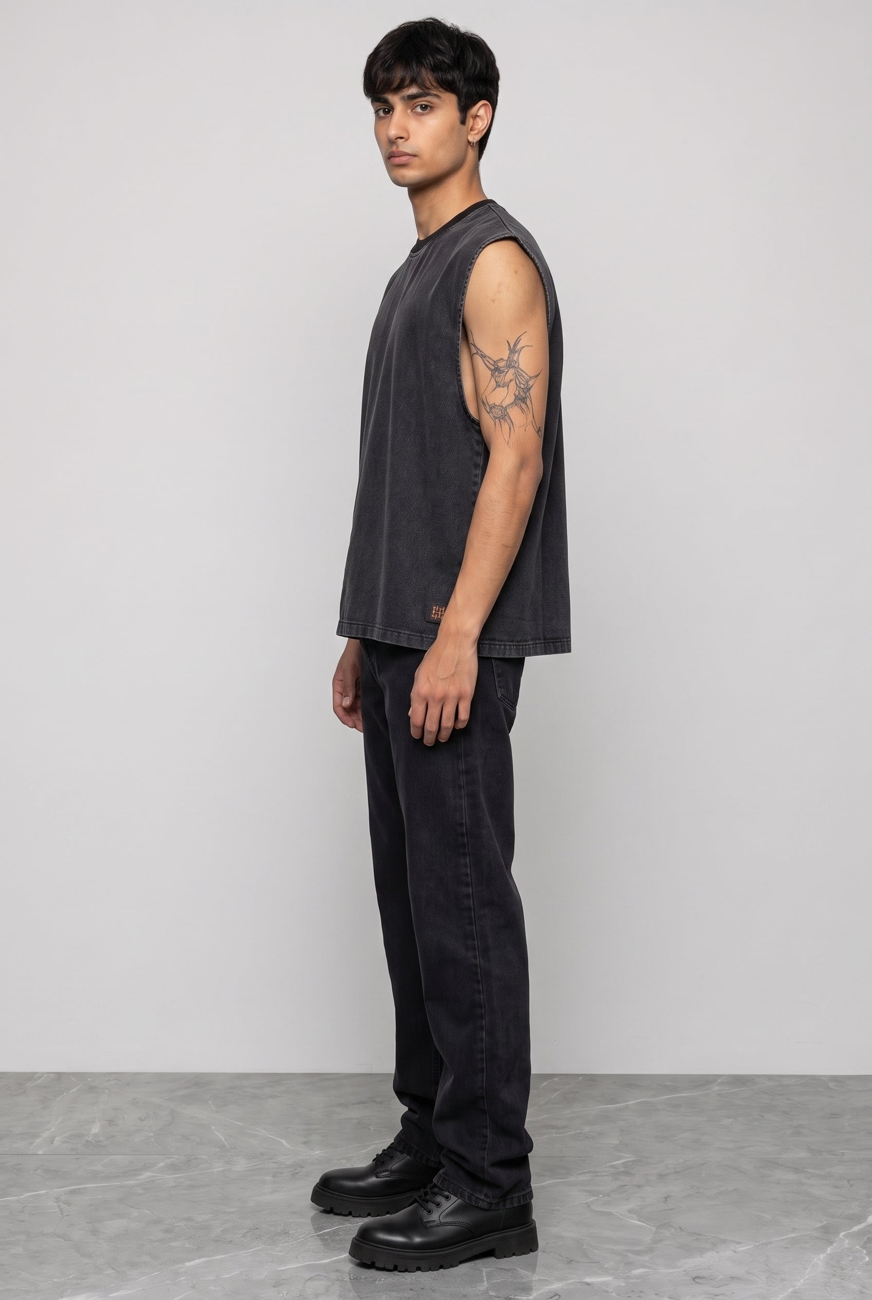 BLACK DENIM MEN'S TANK TOP