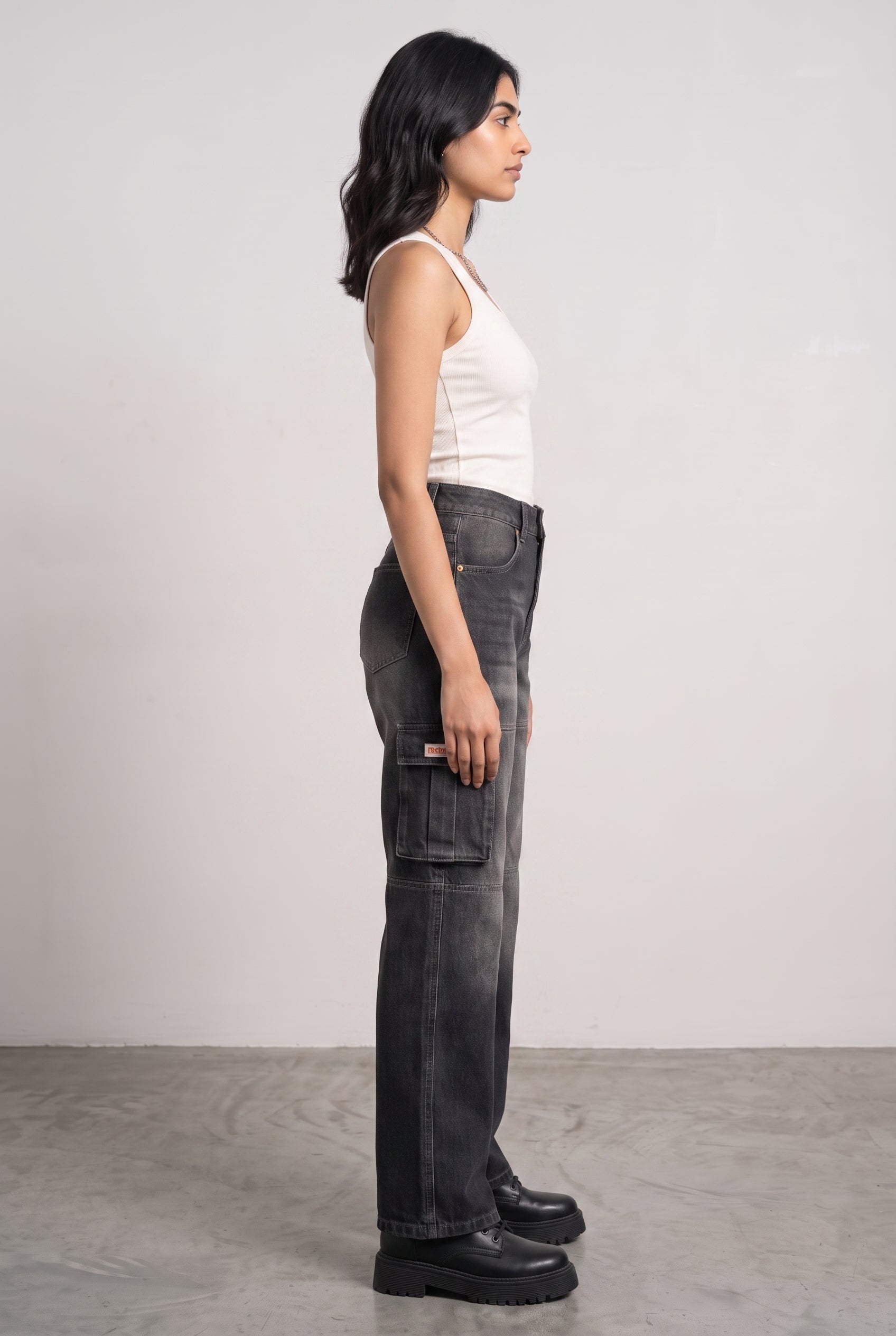 CARBON BLACK DENIM WOMEN'S CARGO
