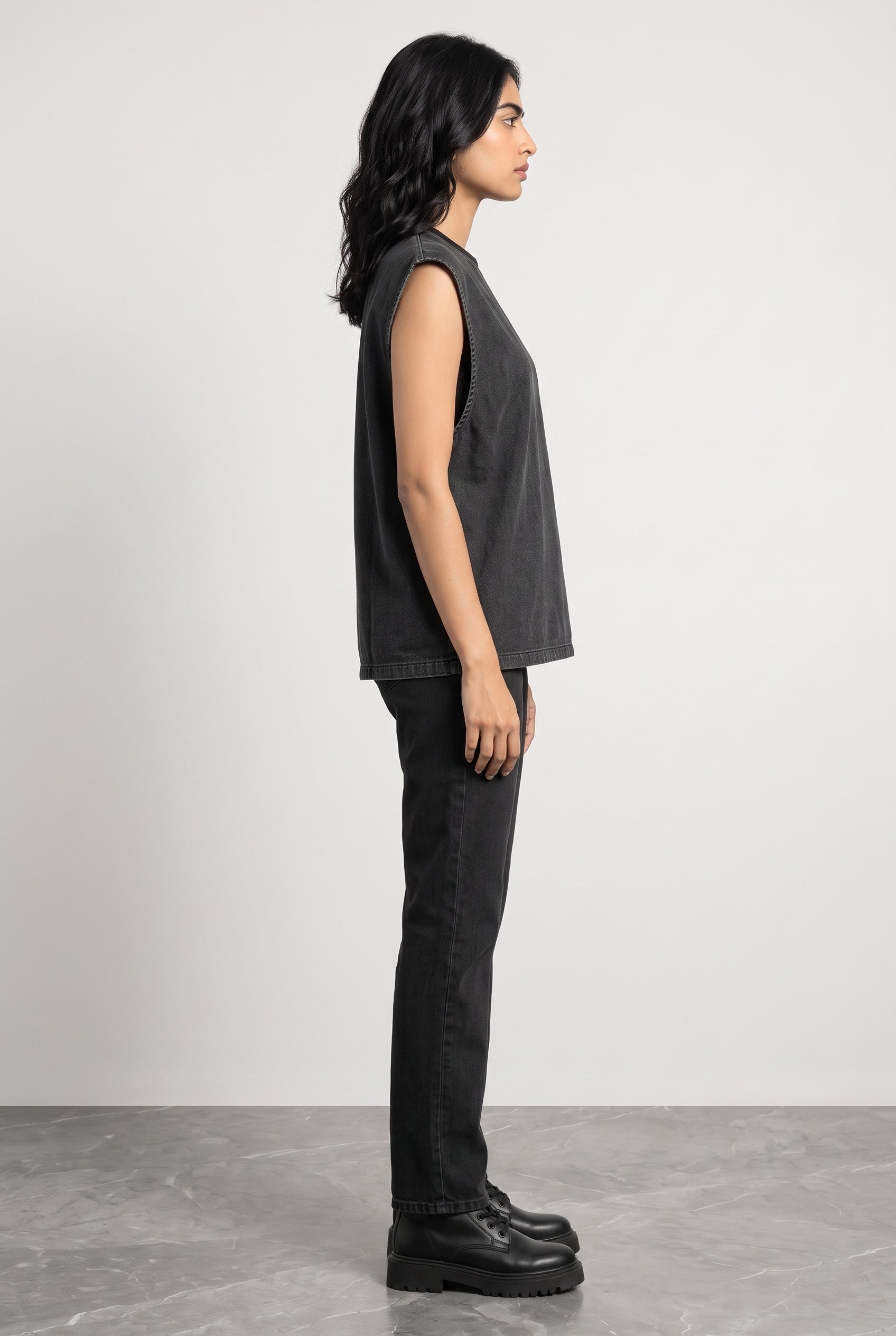 BLACK DENIM WOMEN'S TANK TOP