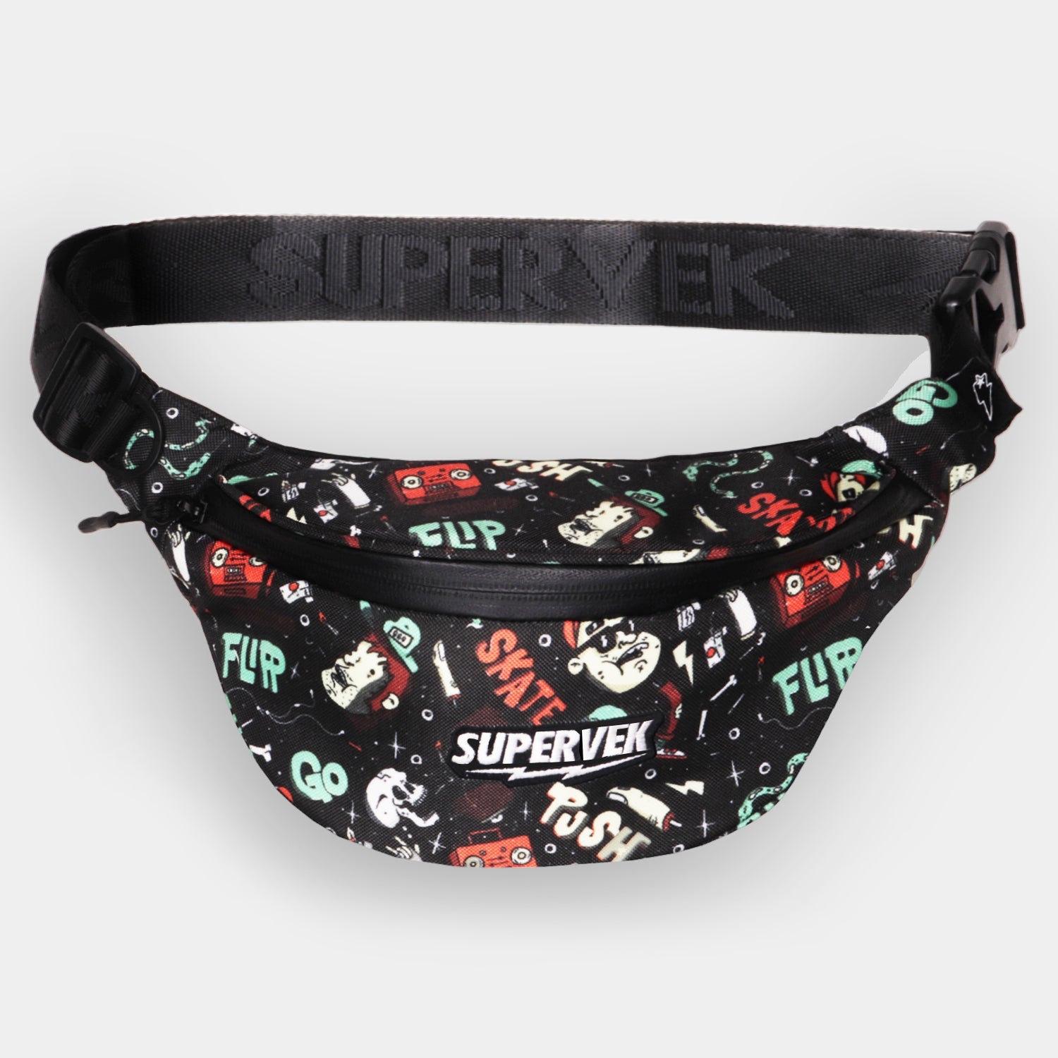 Supervek Crossbody Slinger - Skatelife - Urban Functional Fanny Hip Bag for Everyday Essentials - Front