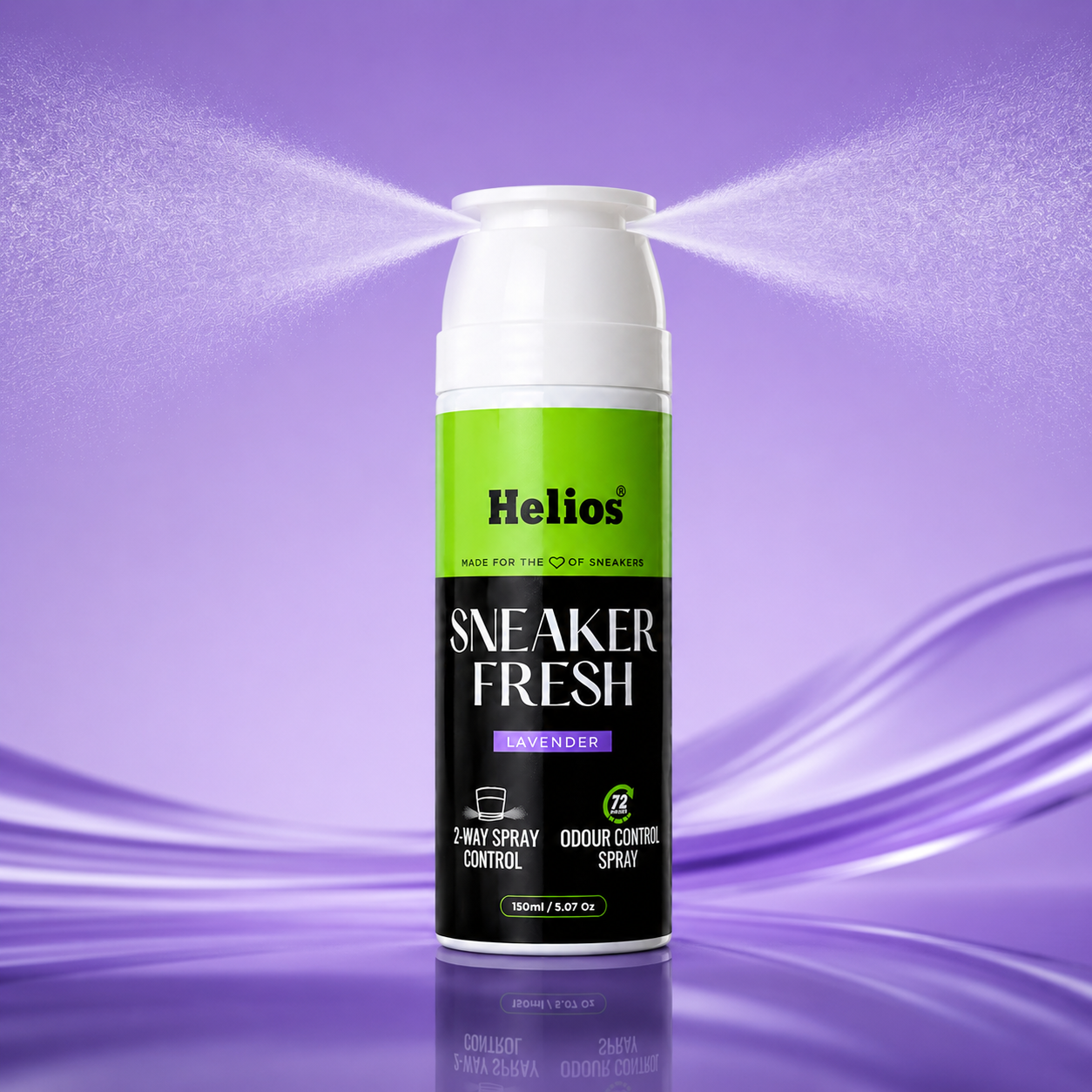 Helios Sneaker Fresh Lavender Shoe Deodorizer Spray 150ml | Shoe Freshener & Odour Eliminator | Long-Lasting Freshness | Dual Spray Technology