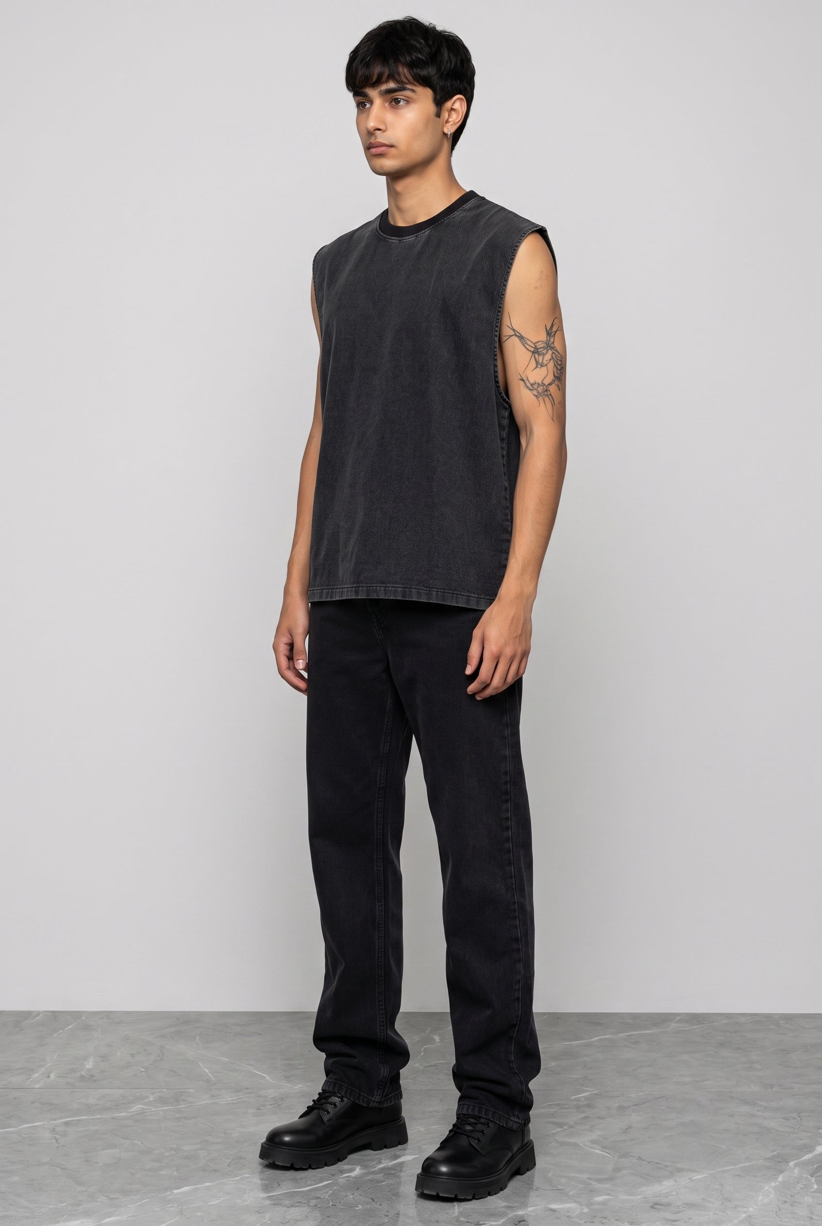 BLACK DENIM MEN'S TANK TOP