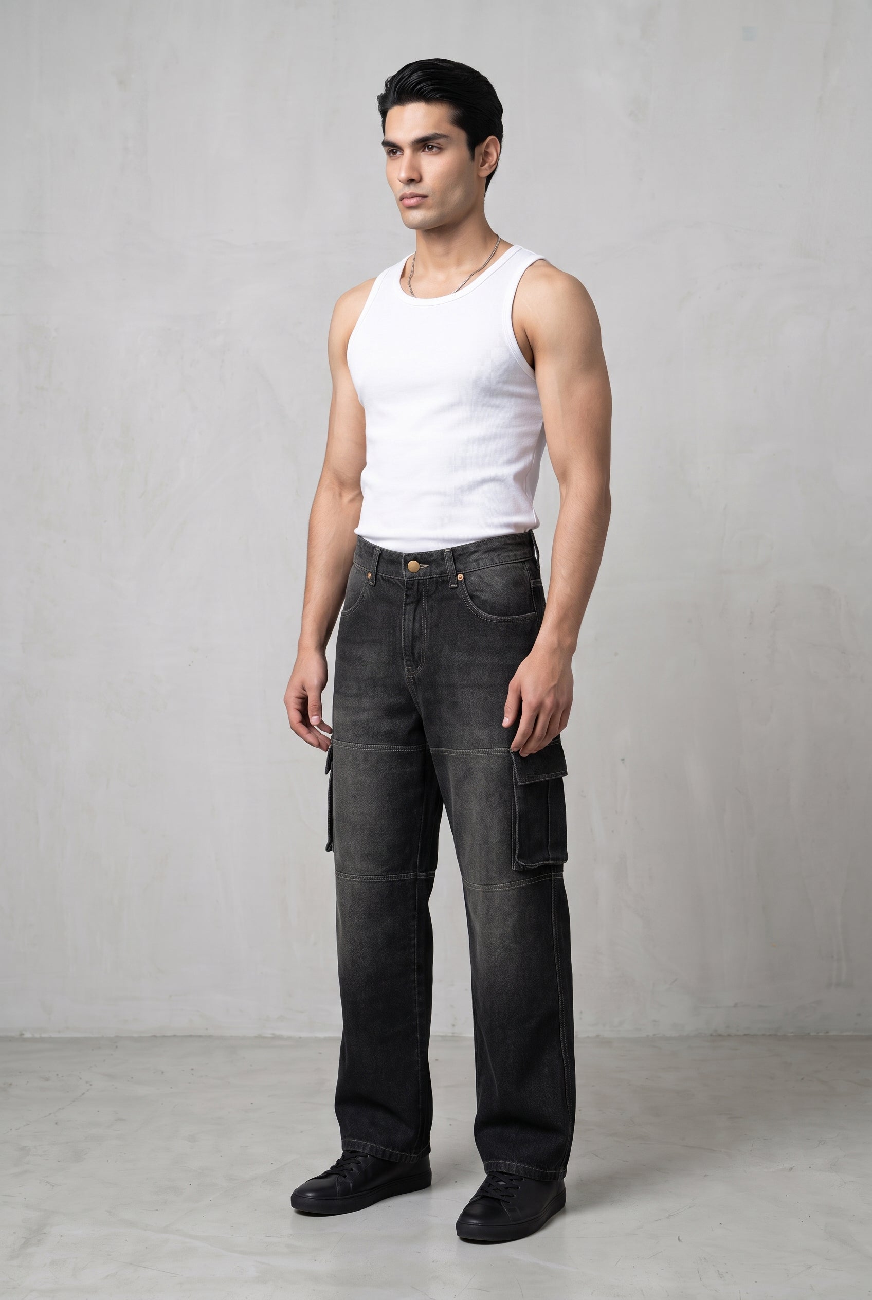 CARBON BLACK DENIM MEN'S CARGO