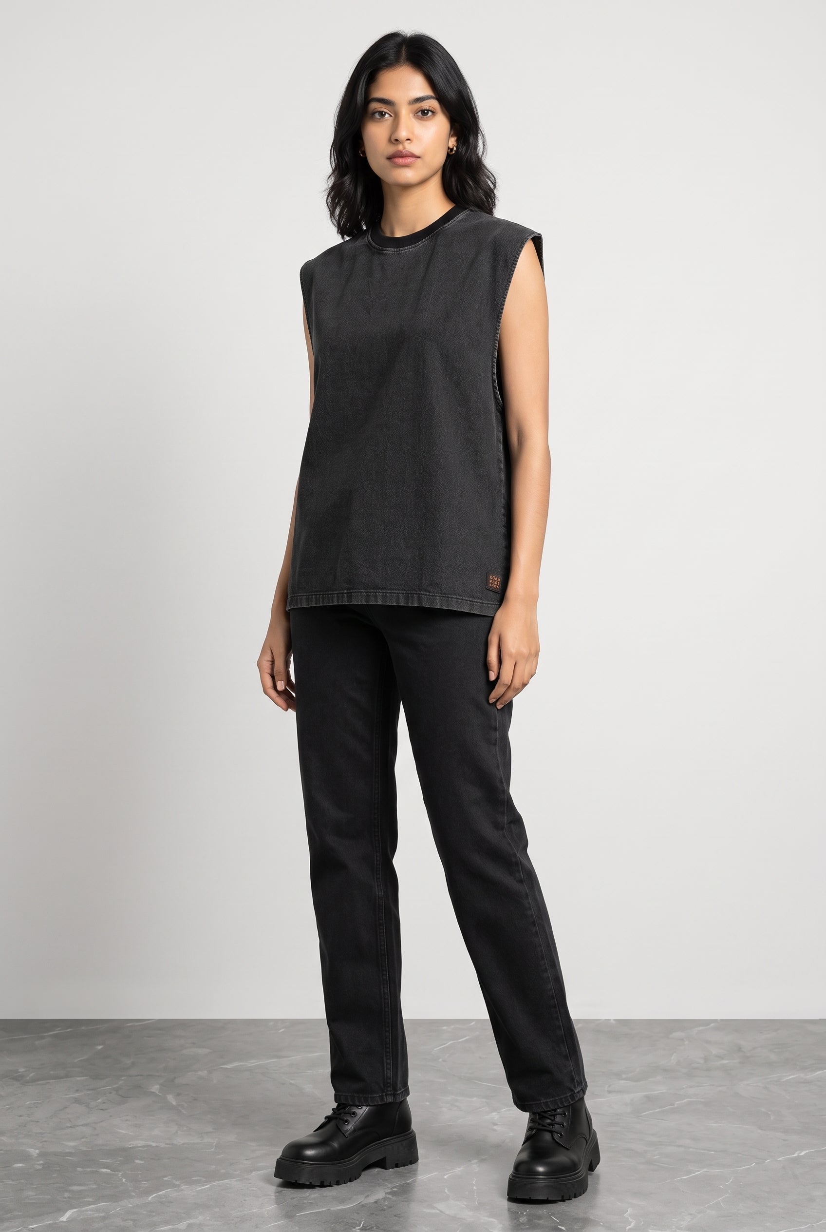 BLACK DENIM WOMEN'S TANK TOP
