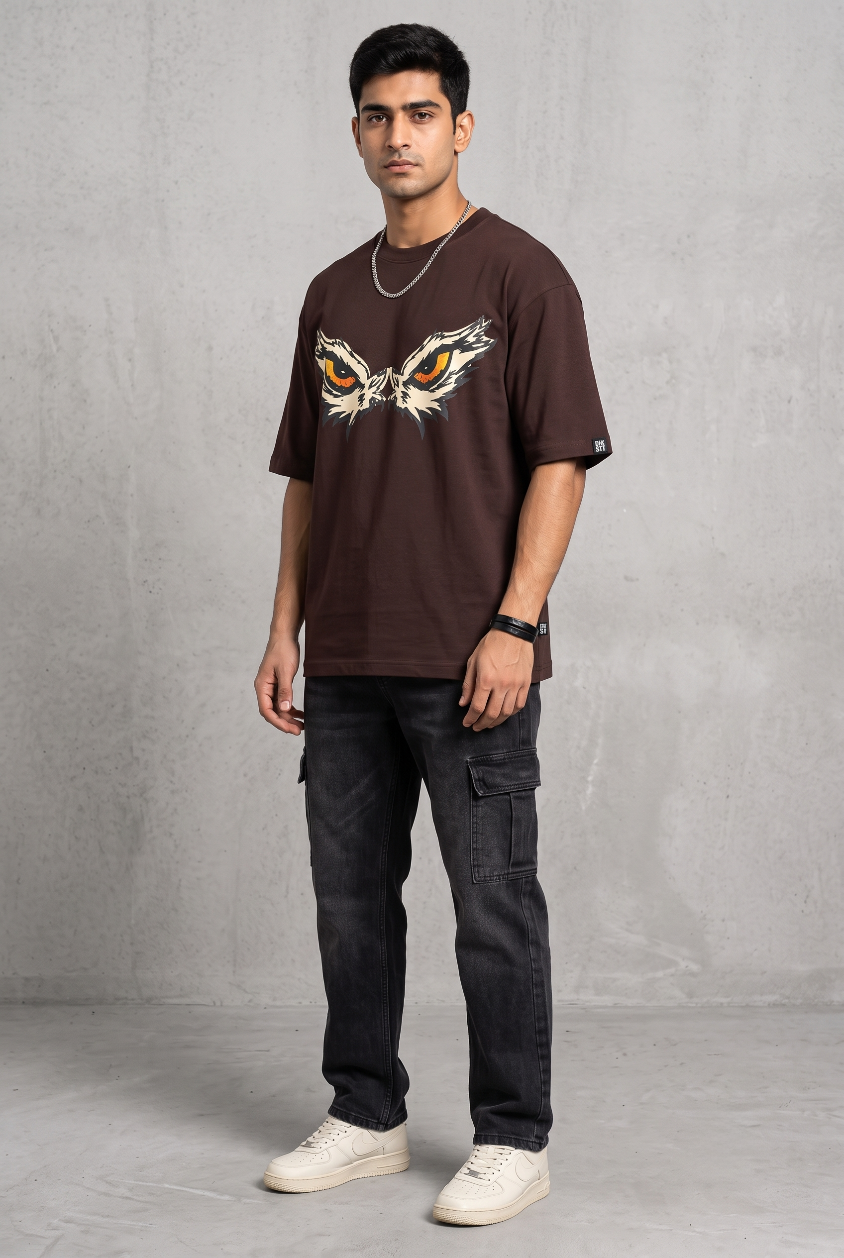 EAGLE EYE BROWN MEN’S OVERSIZED T-SHIRT