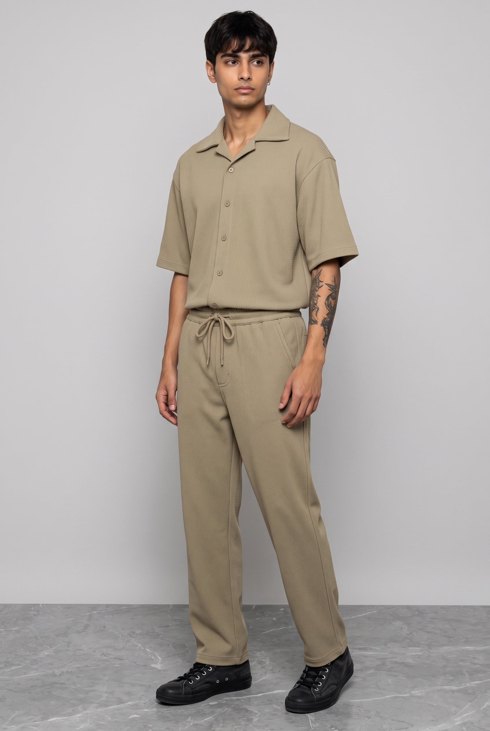 BEIGE CO-ORD SET MEN'S SHIRT