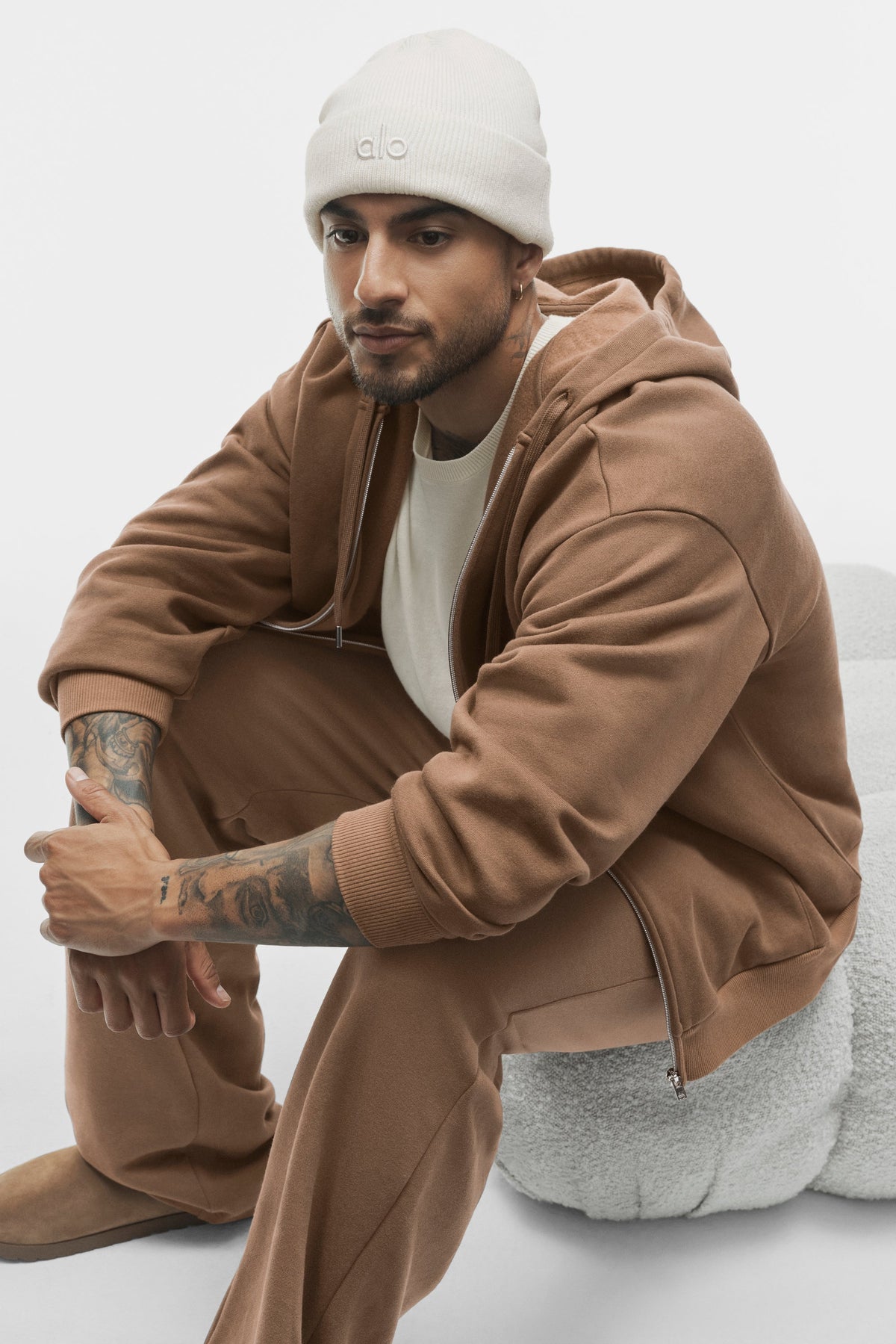 Alo Yoga Accolade Full Zip Hoodie - Java Brown
