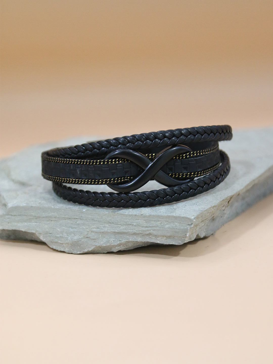 BLACK-GOLD INFINITY BRACELET FOR MEN